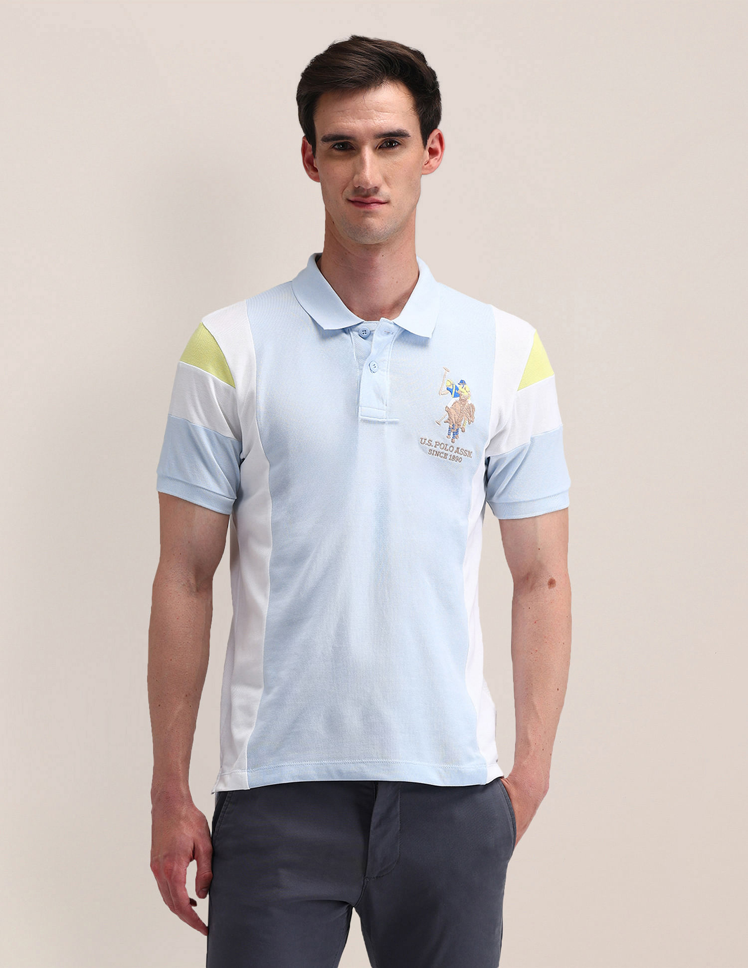 U.S. Polo Assn. Slim Fit Colourblocked Polo Shirt