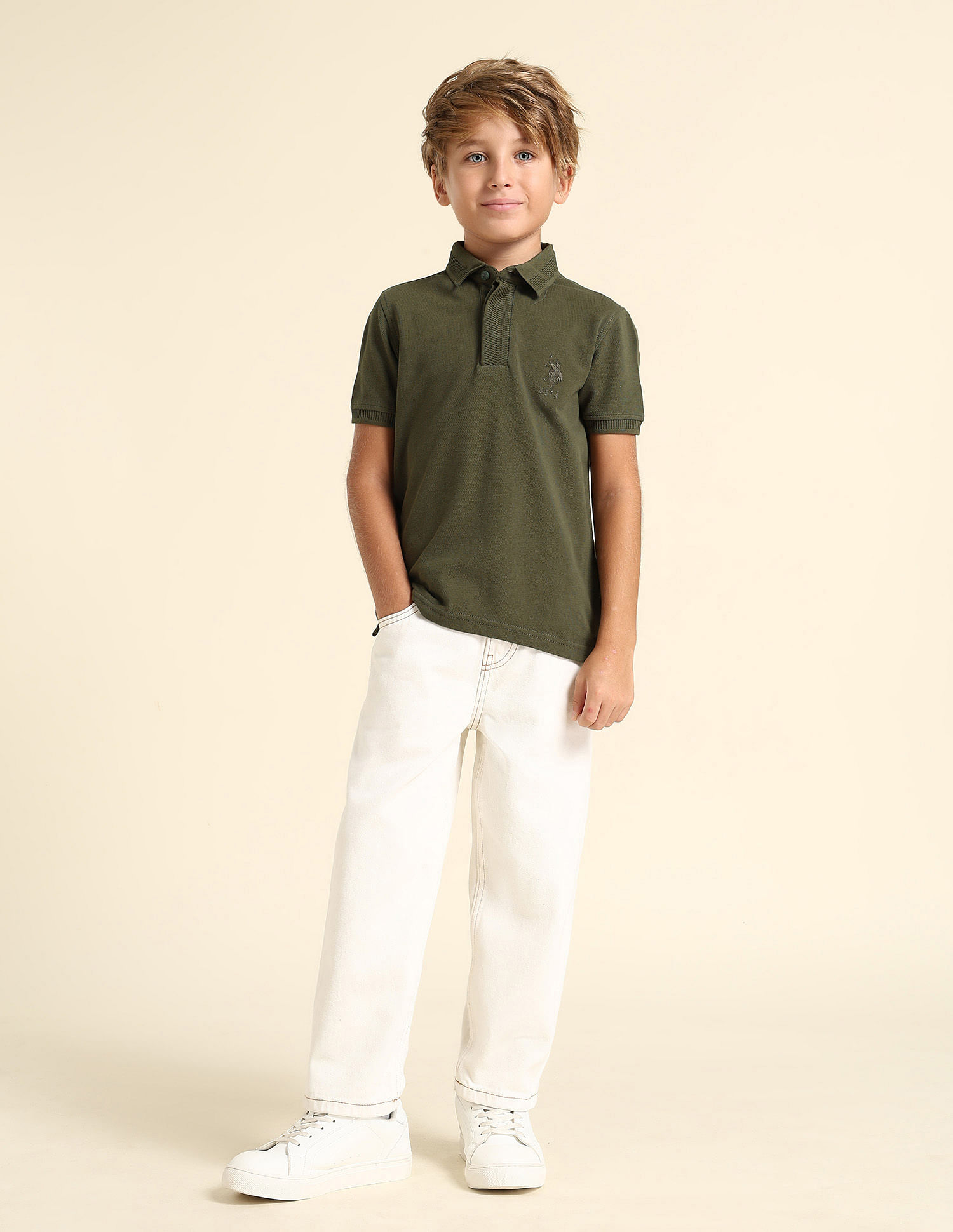 U.S. Polo Assn. Kids Boys Solid Regular Fit Polo Shirt