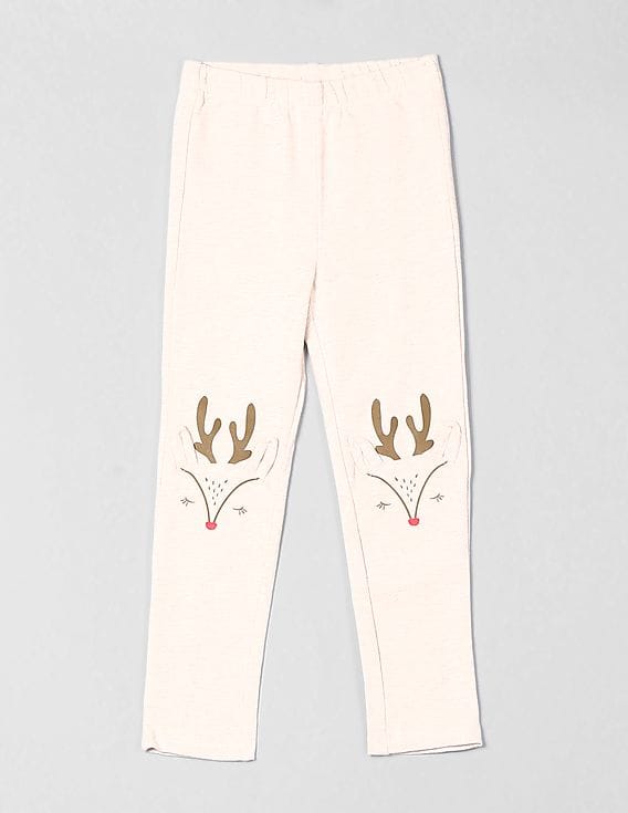 Buy GAP Girls White French Terry 3D Graphic Leggings