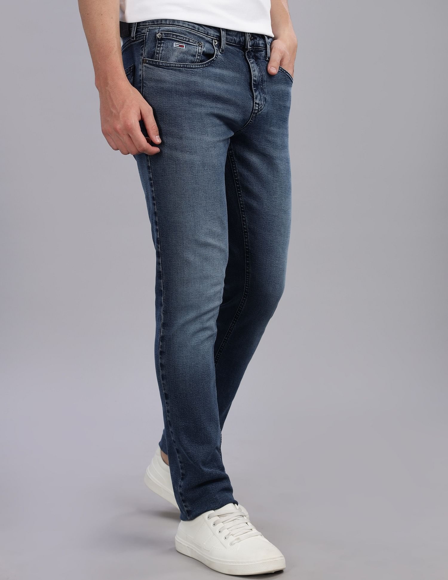 Tommy Hilfiger Mid-Wash Slim-Fit Mid Rise Jeans