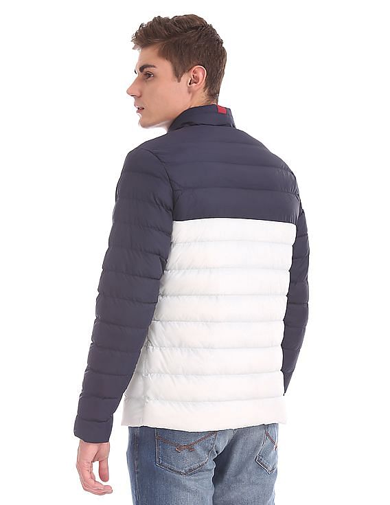 U.S. Polo Assn. Navy And White Colour Block Puffer Jacket
