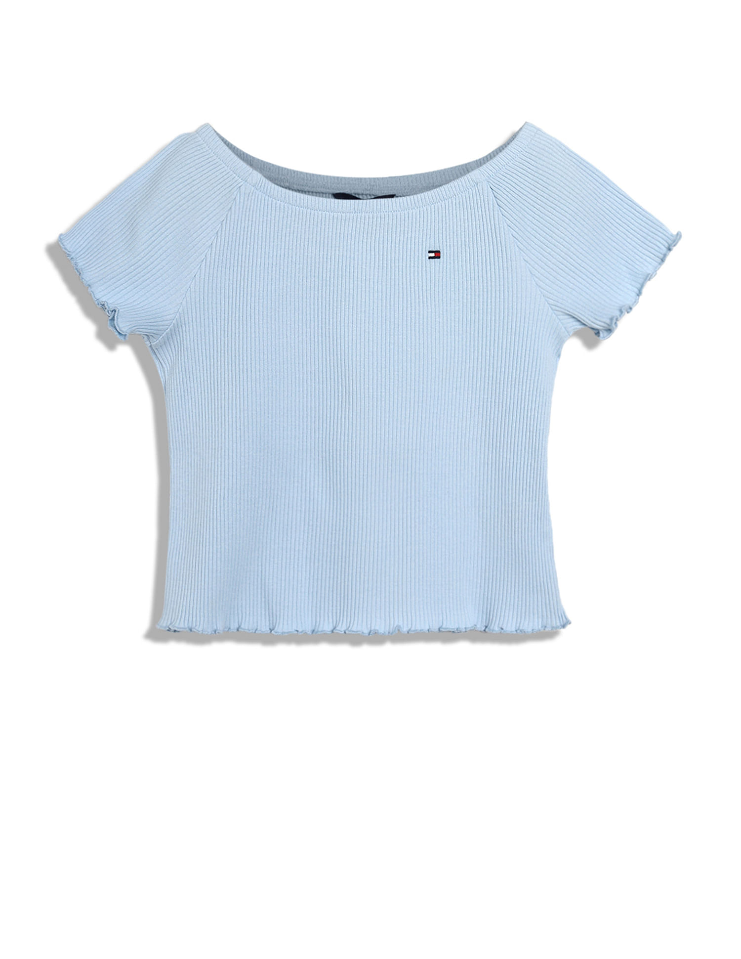 Tommy Hilfiger Kids Girls Boat Neck Ribbed T-Shirt