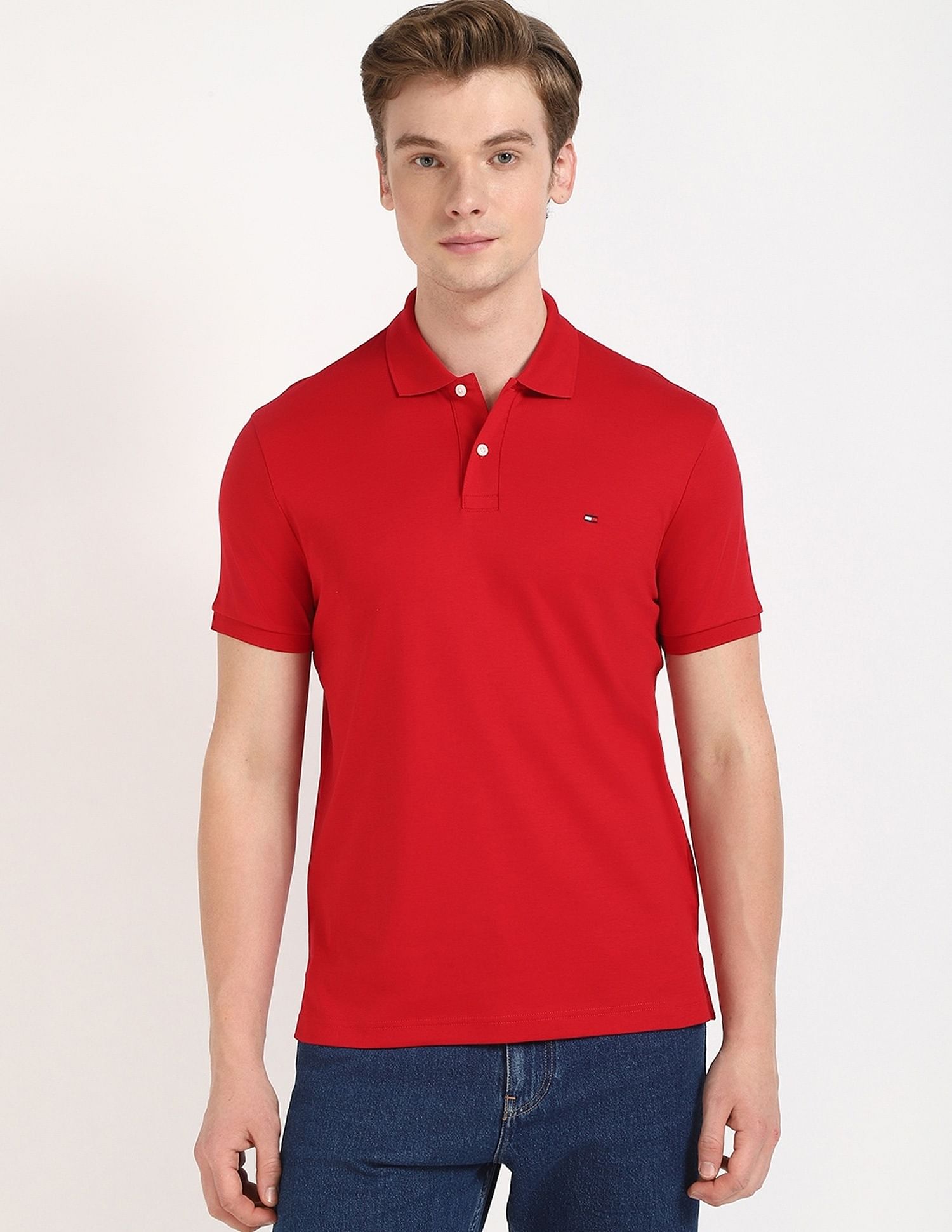 Tommy Hilfiger Solid Regular-Fit Cotton Polo Shirt