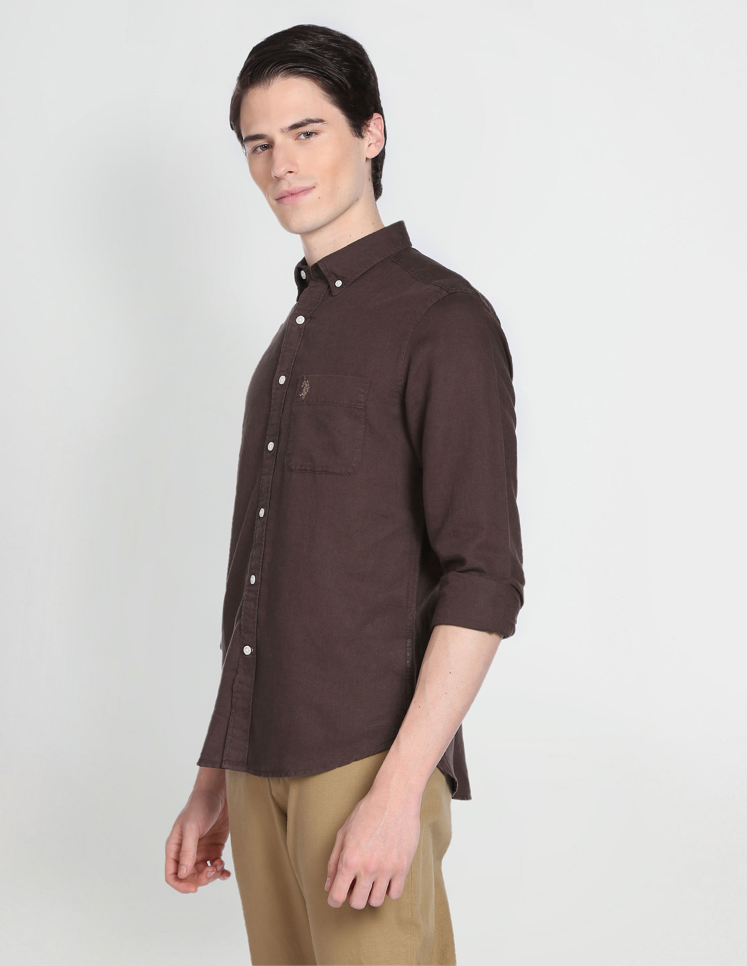 U.S. Polo Assn. Denim Co. Button Down Collar Overdyed Solid Shirt