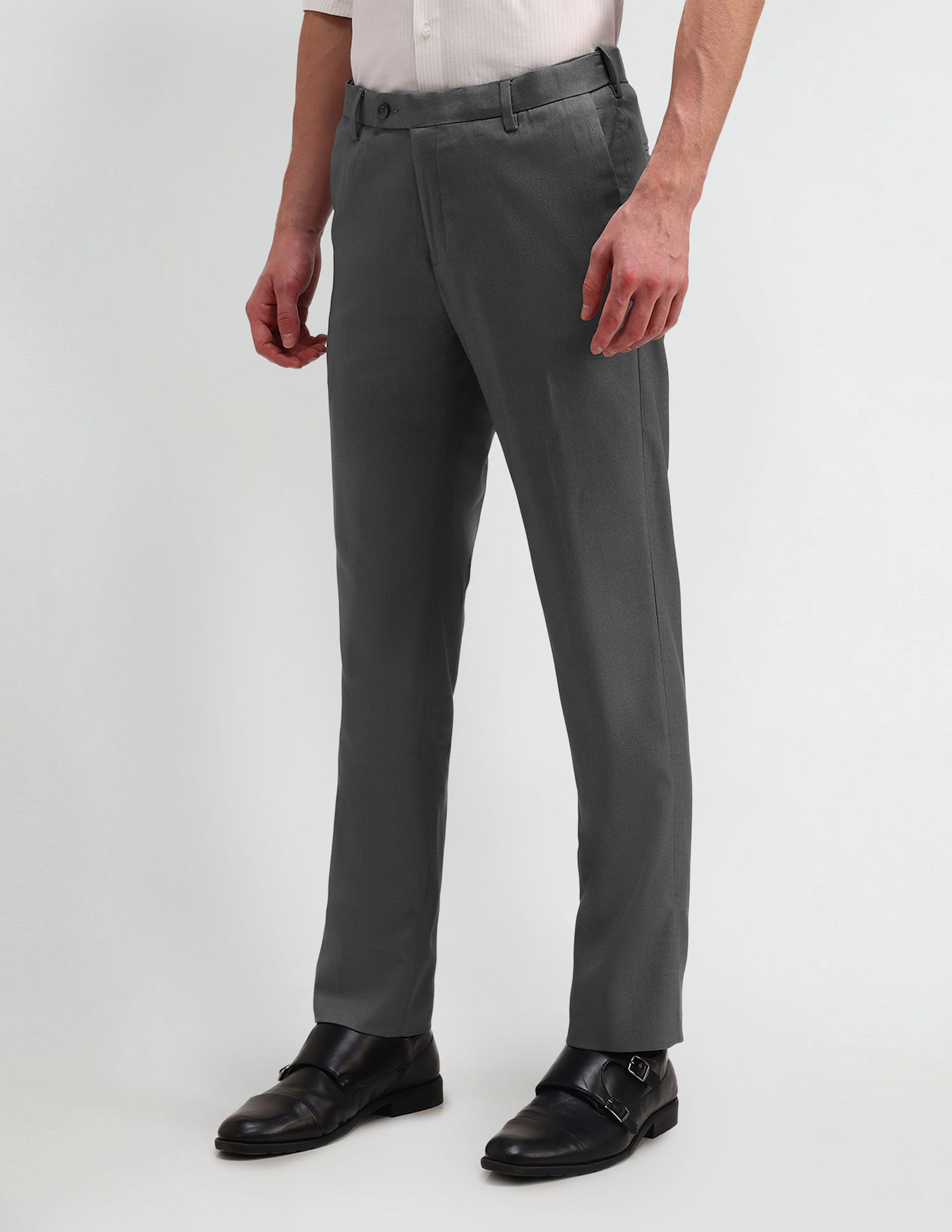Arrow Solid Twill Slim Fit Trousers