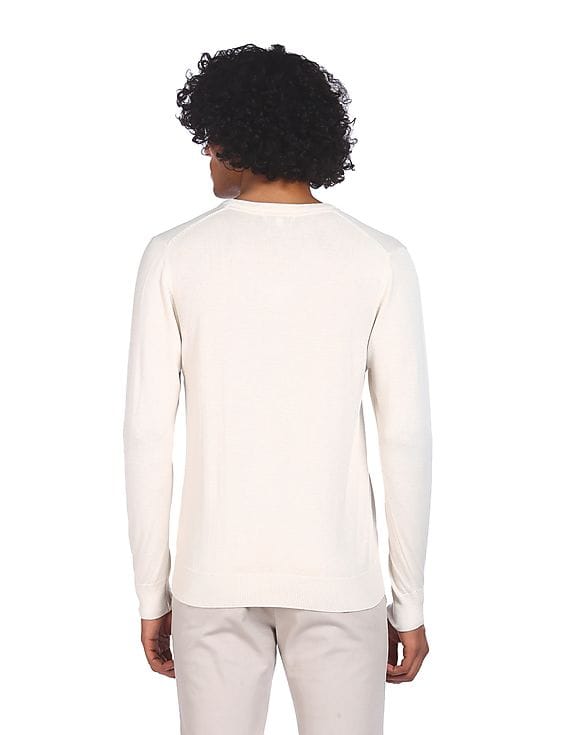 Buy U.S. Polo Assn. Men White V- Neck Full Sleeve Sweater - NNNOW.com