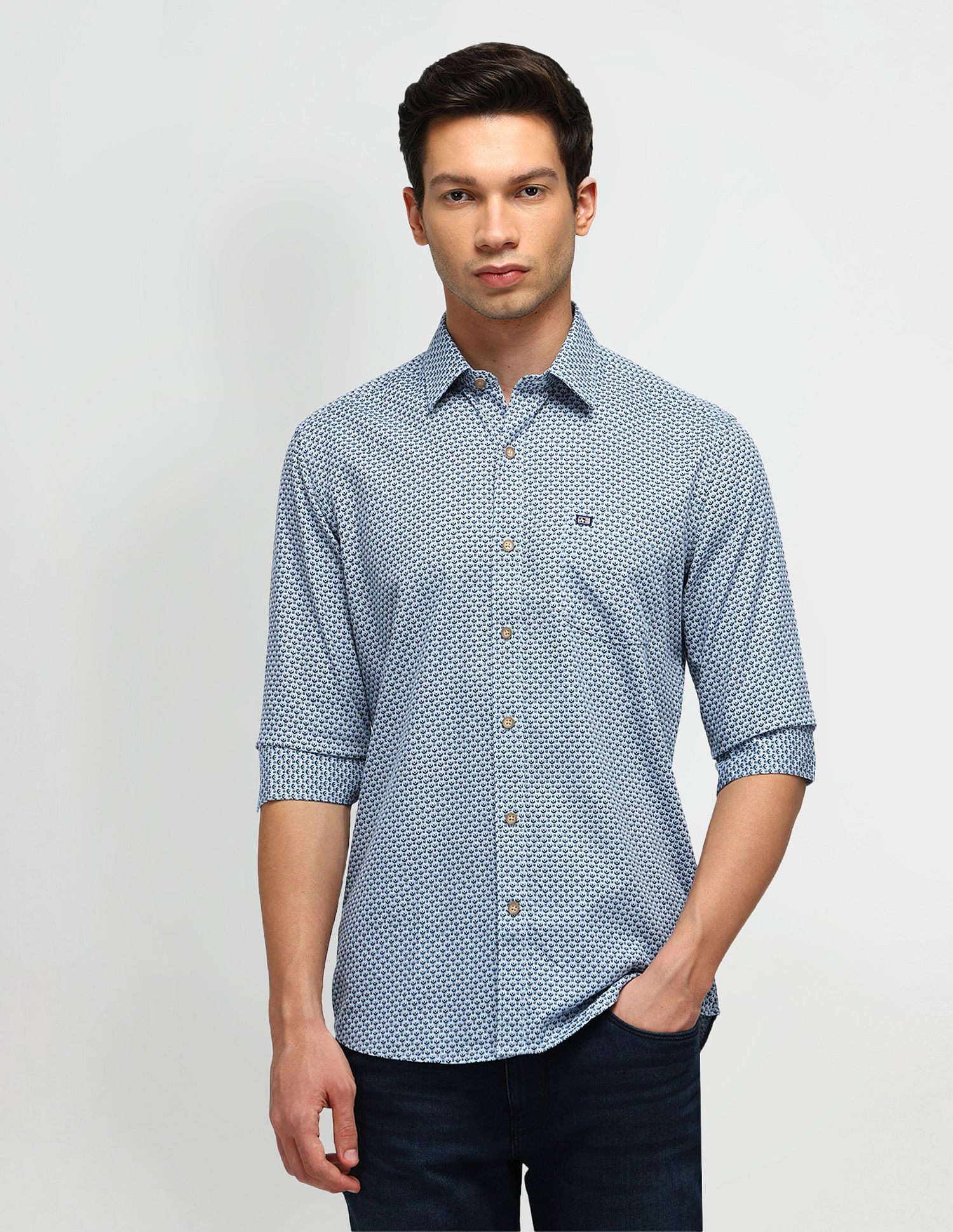 Arrow Sport Slim Fit Geometric Pattern Shirt