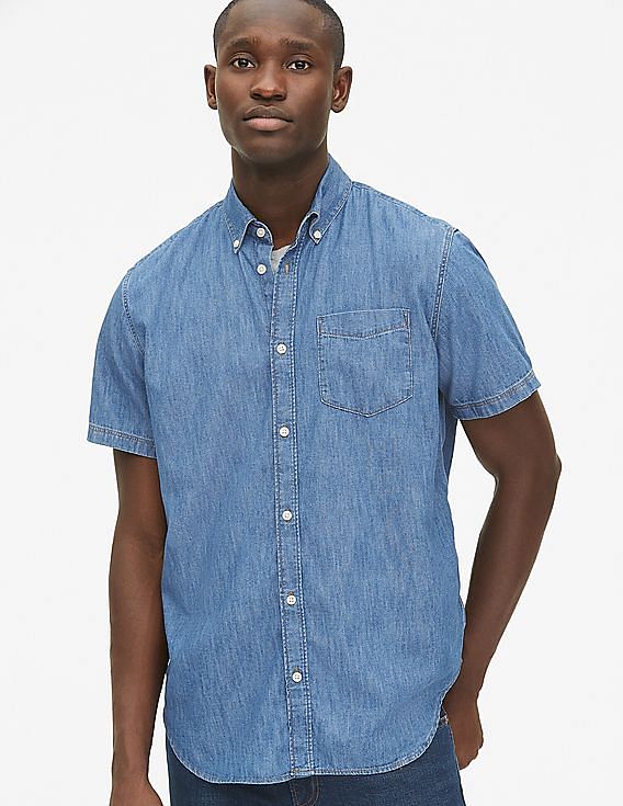 Denim shirt half sleeves best sale