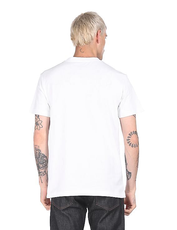 Calvin Klein Men White Crew Neck Brand Print T-Shirt