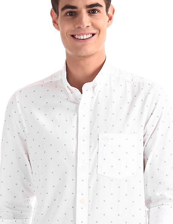 Arrow Sports Button Down Collar Printed Shirt