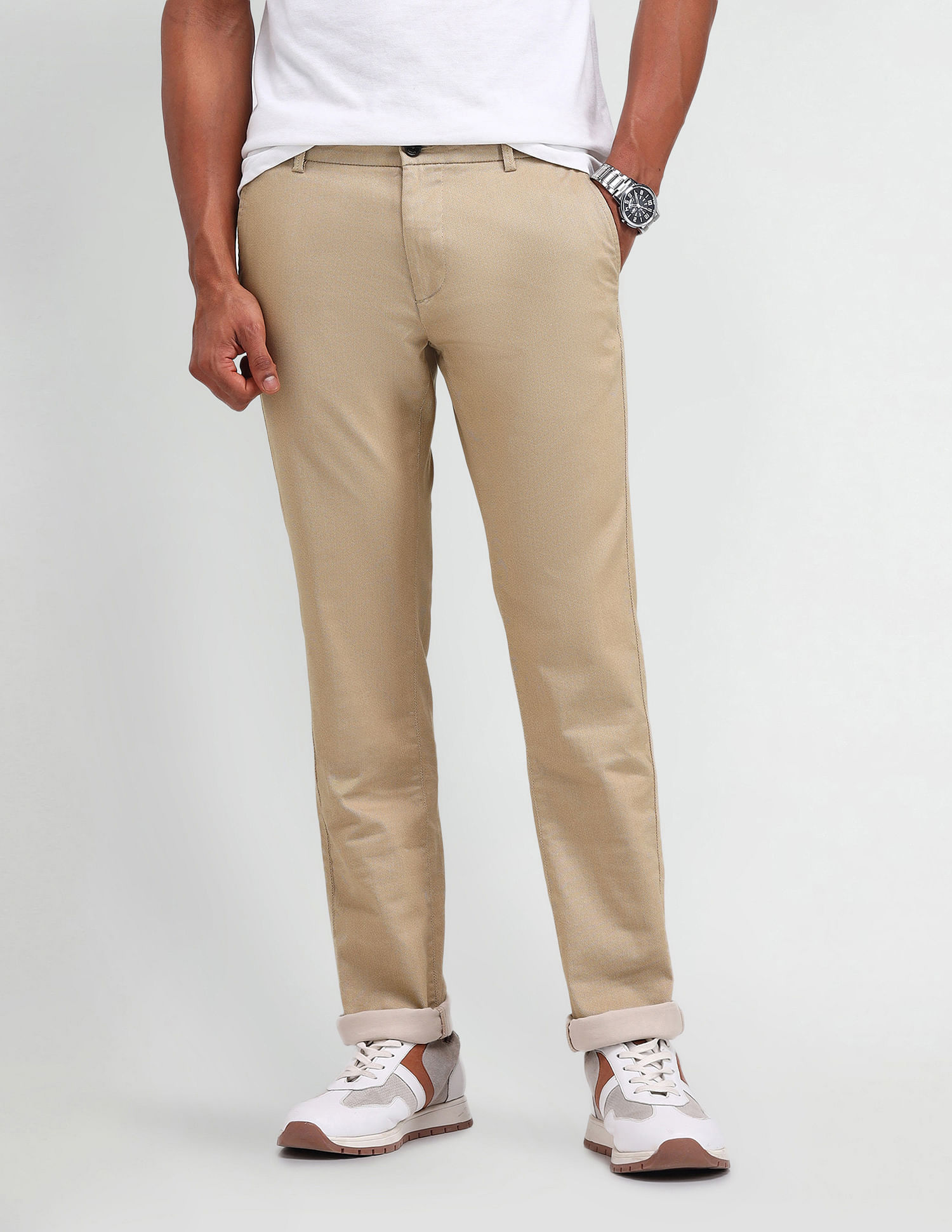 Arrow Sport Slim Fit Textured Trousers