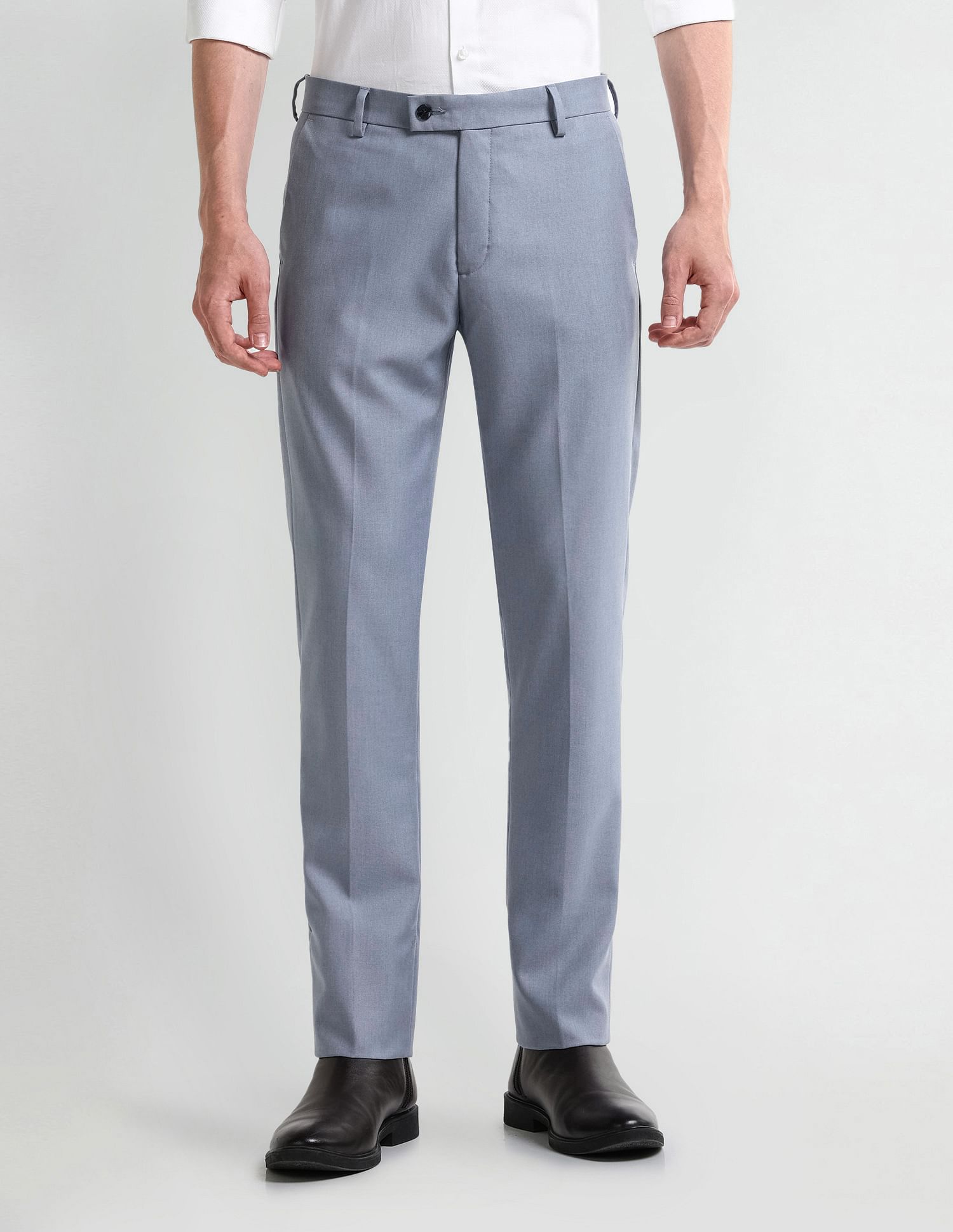 Arrow Slim Fit Self-Design Trousers