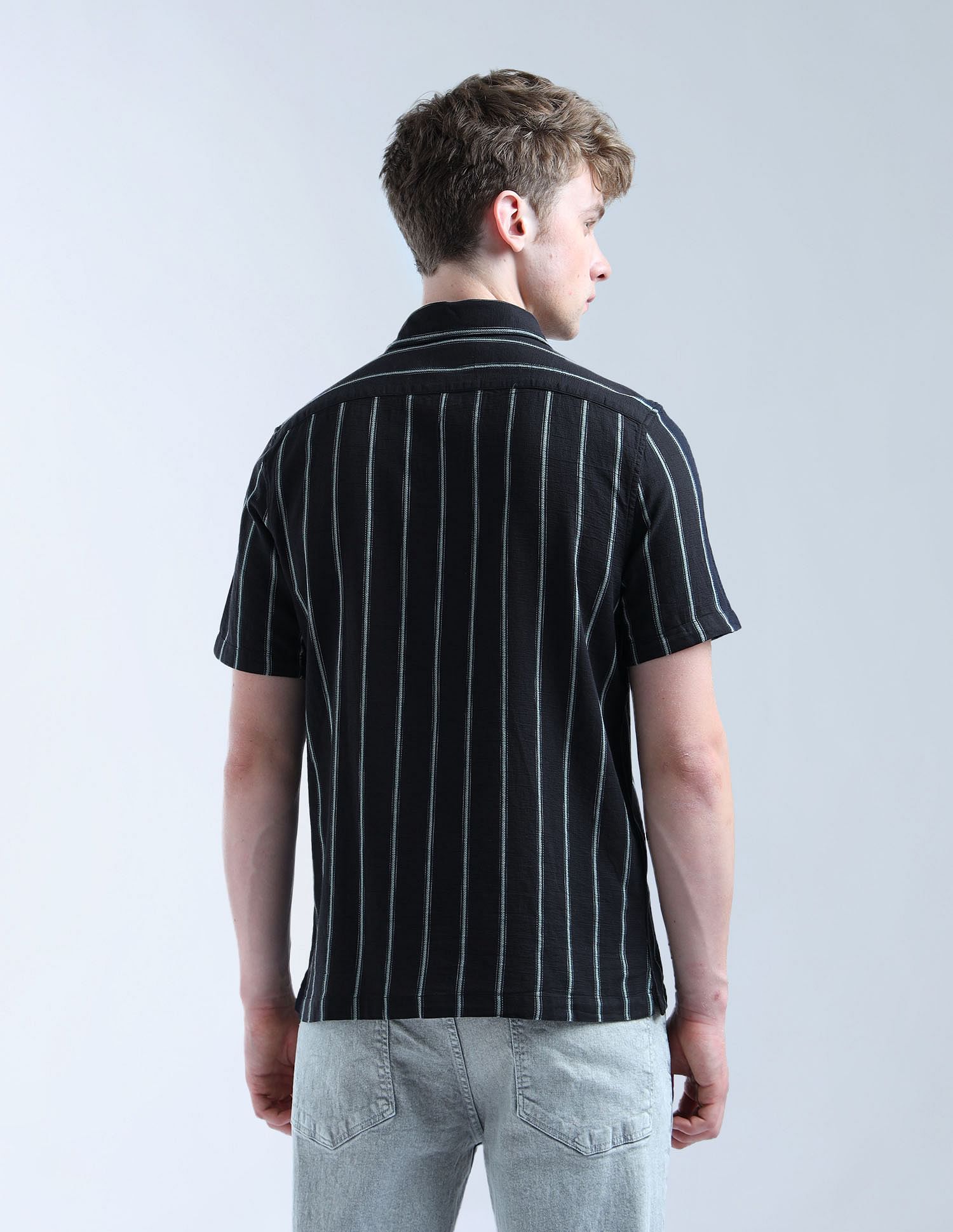 Flying Machine Vertical Striped Digitopia Shirt