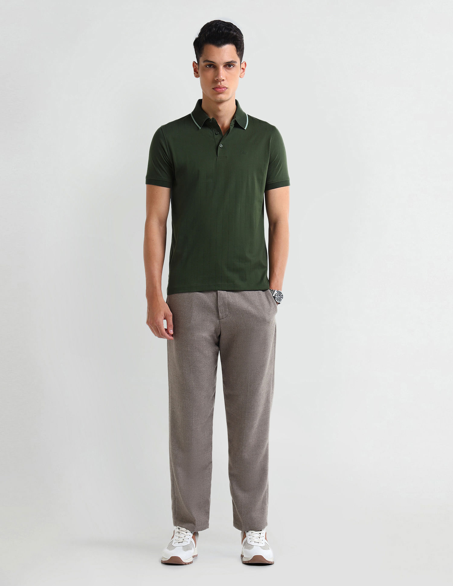 Arrow Textured pattern Regular Fit Polo Shirt