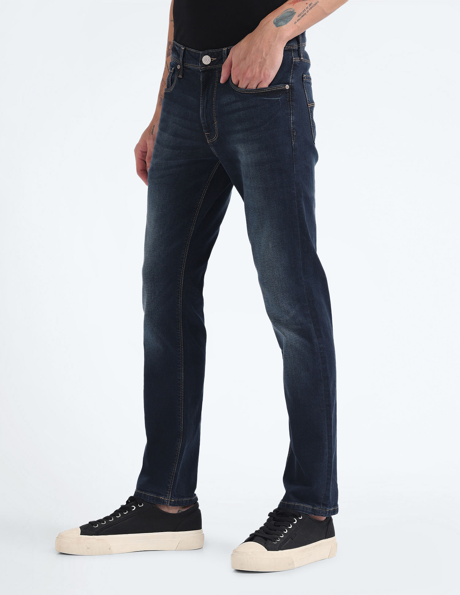 Flying Machine Michael Slim Tapered Stone Wash Jeans