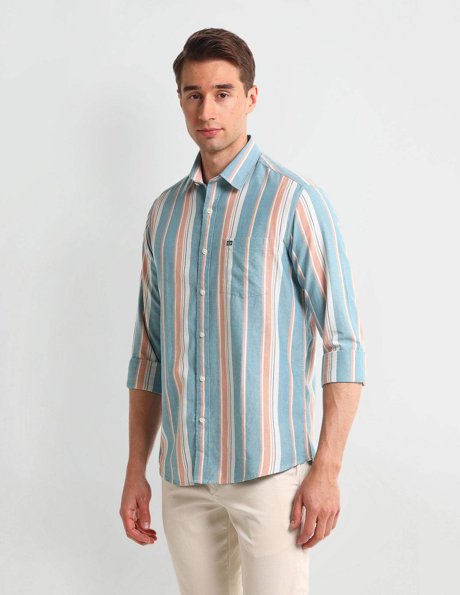Arrow Sport Vertical Stripes Slim Fit Shirt