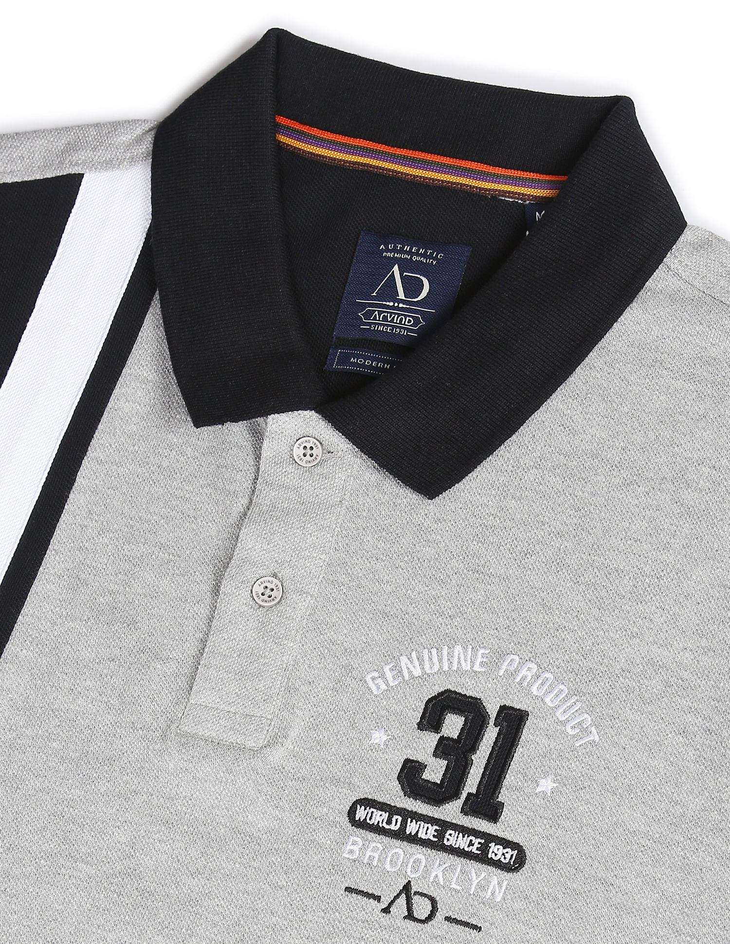 AD by Arvind Colour Block Sporty Polo Shirt