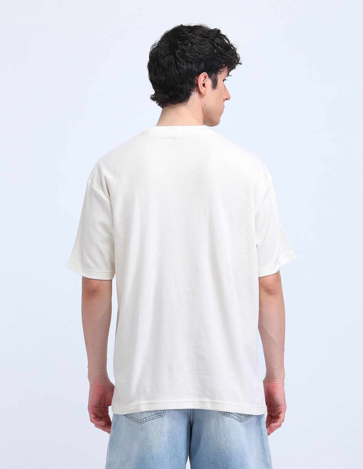 Flying Machine Textured Printed Cotton T-Shirt
