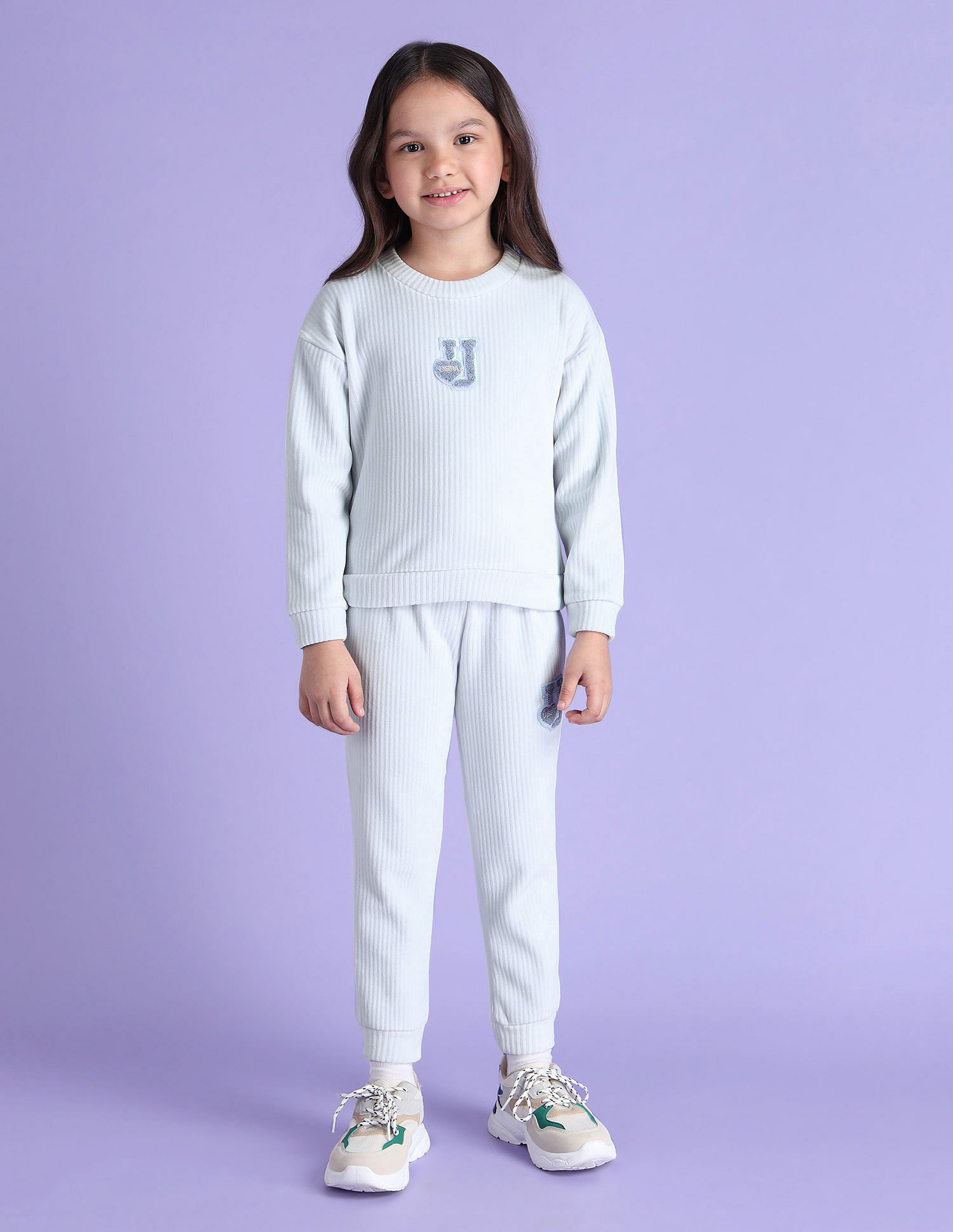 U.S. Polo Assn. Kids Girls Ribbed Sweatshirt