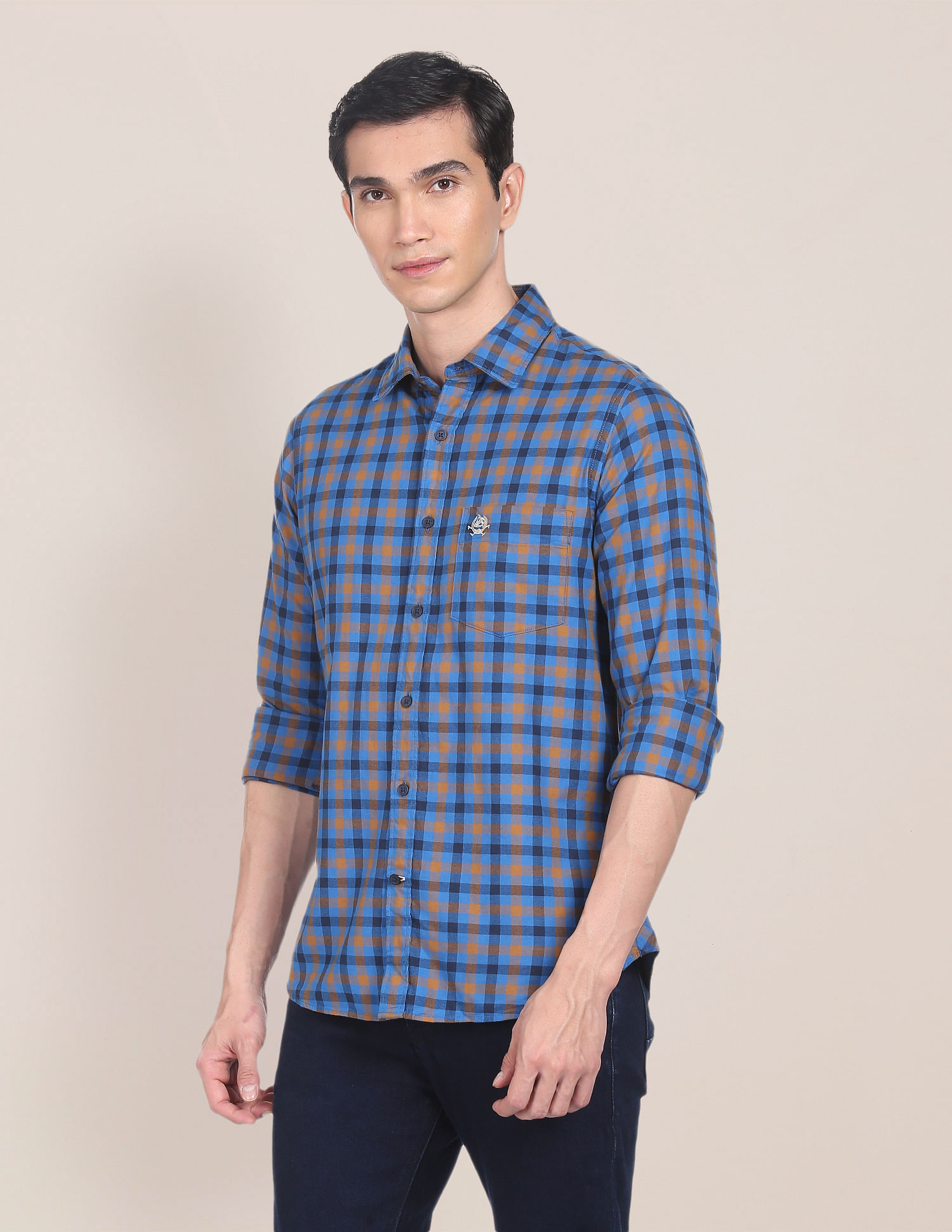 U.S. Polo Assn. Spread Collar Grid Tattersall Check Casual Shirt