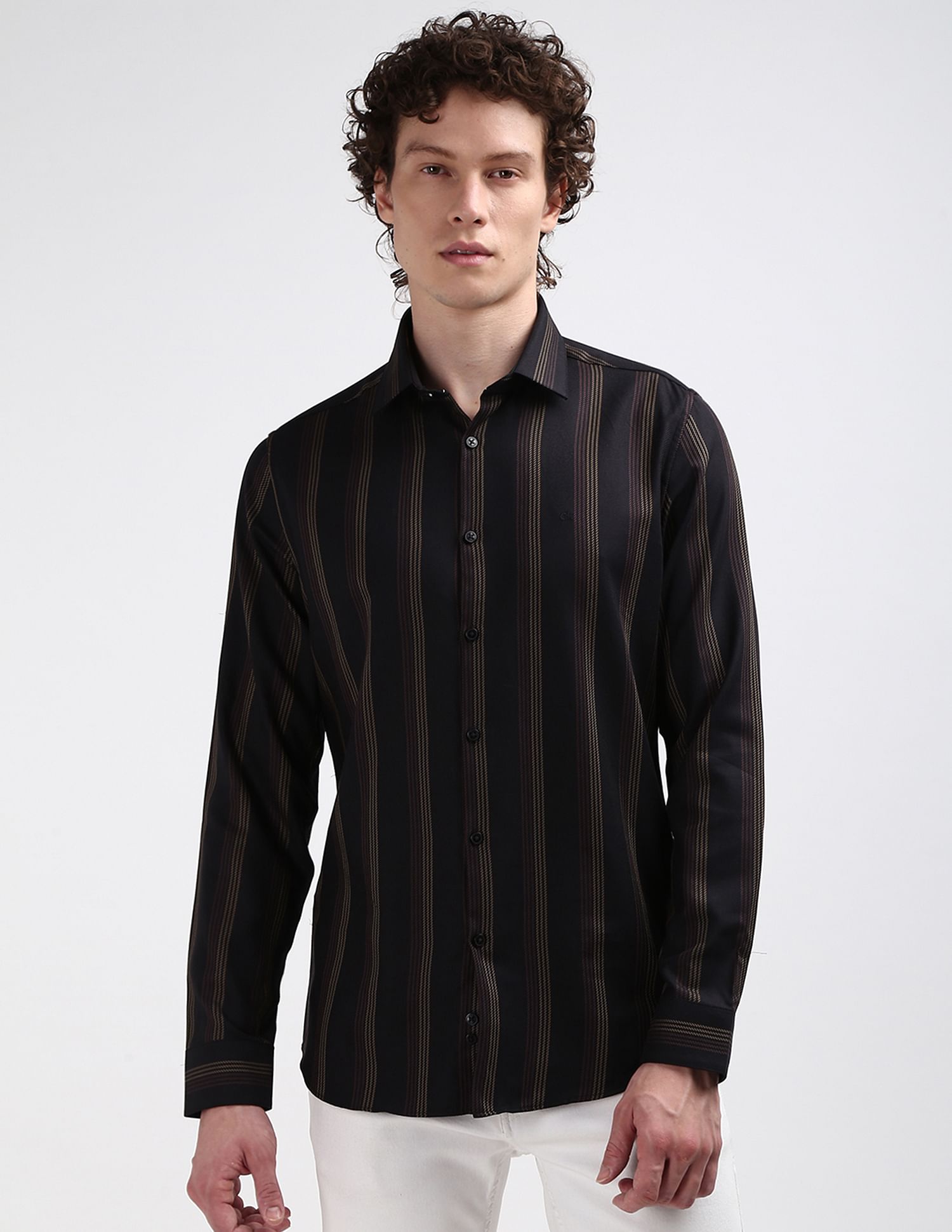 Calvin Klein Vertical Stripe Cotton  Shirt