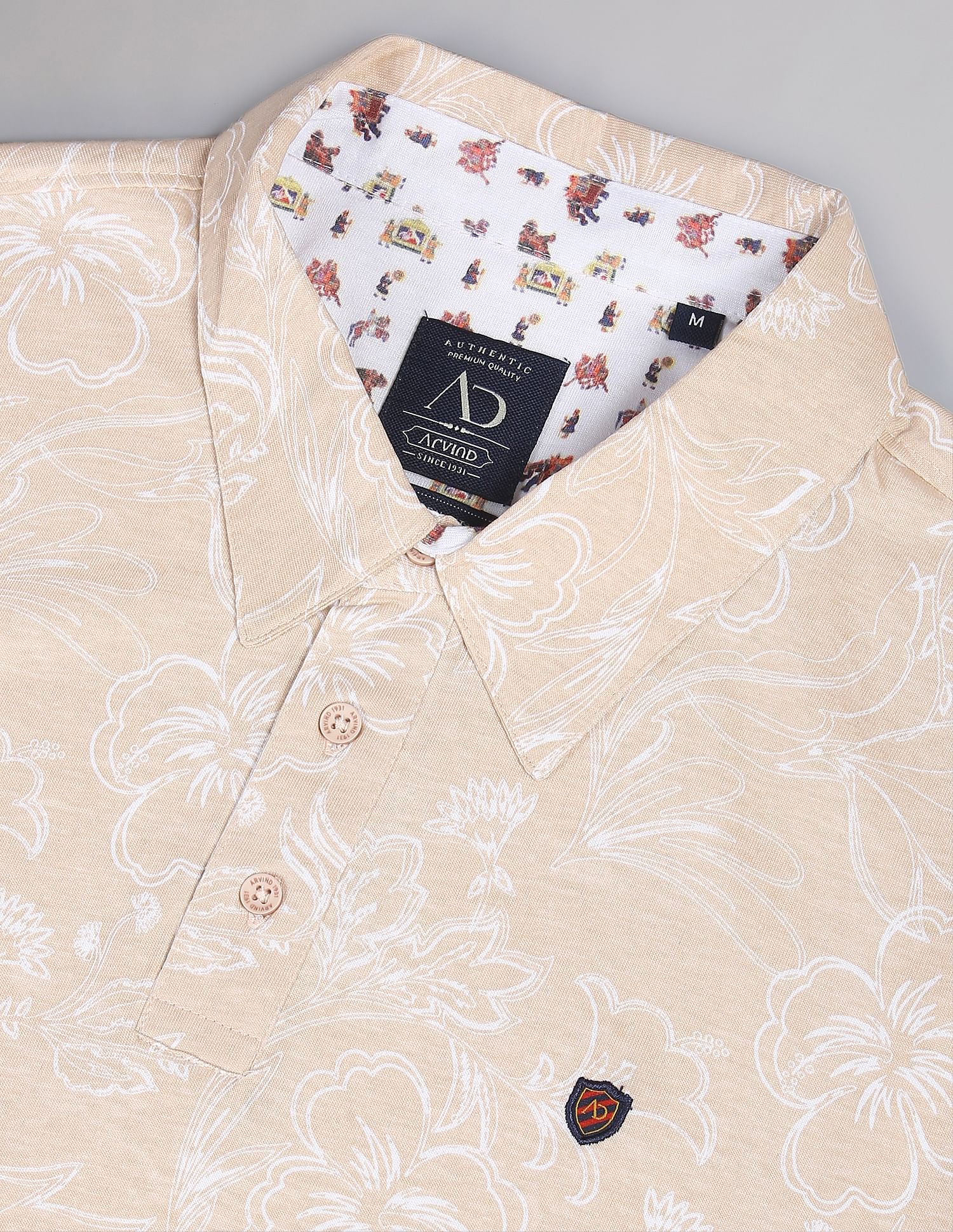 AD by Arvind Floral Print COOL-IT Real Deal Polo Shirt
