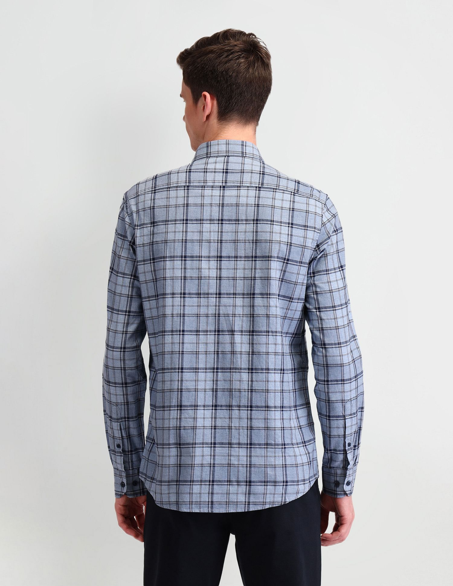Arrow Sport Grid Tattersall Checks Cotton Shirt
