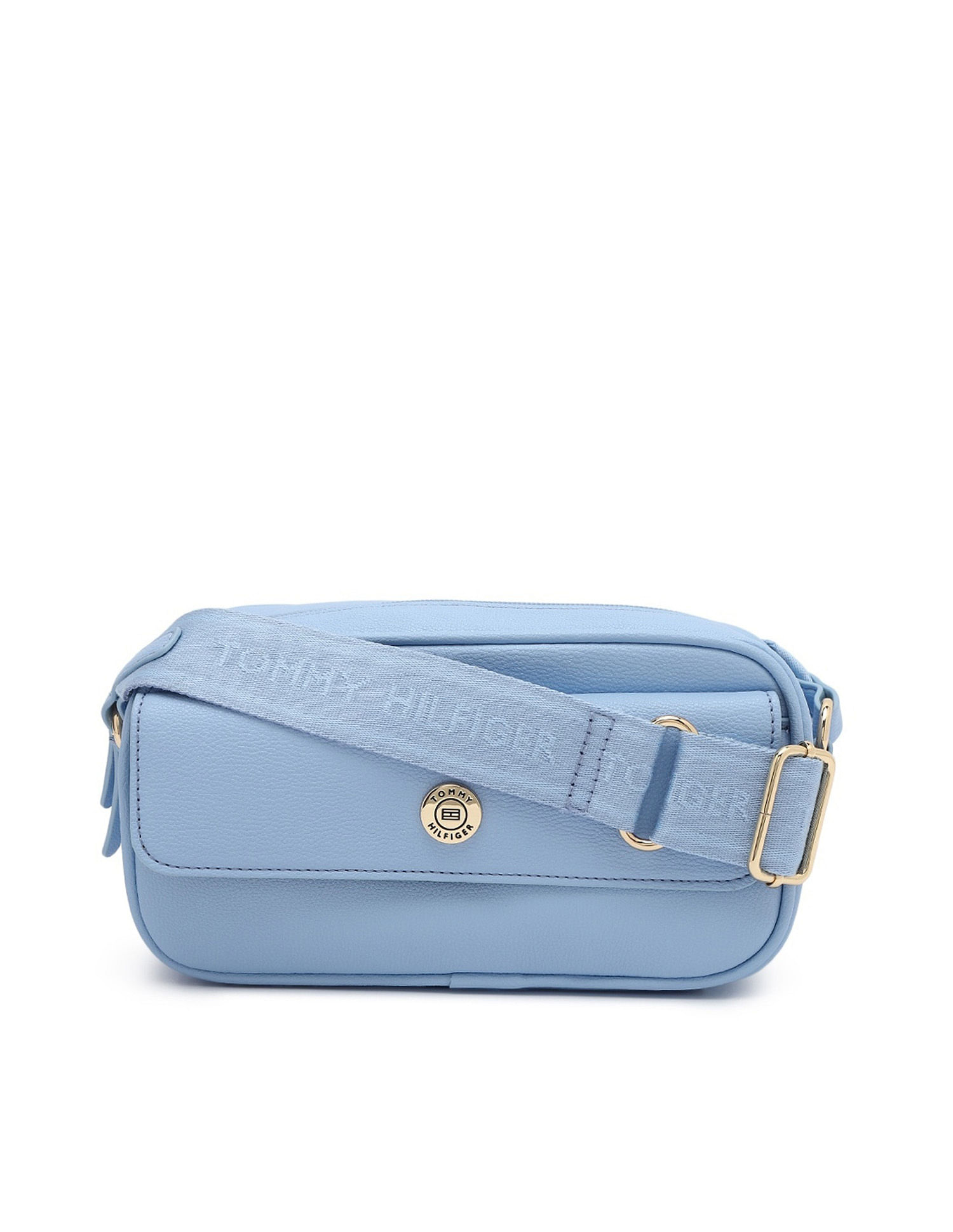 Tommy Hilfiger Solid Blue Pu Sling Bag