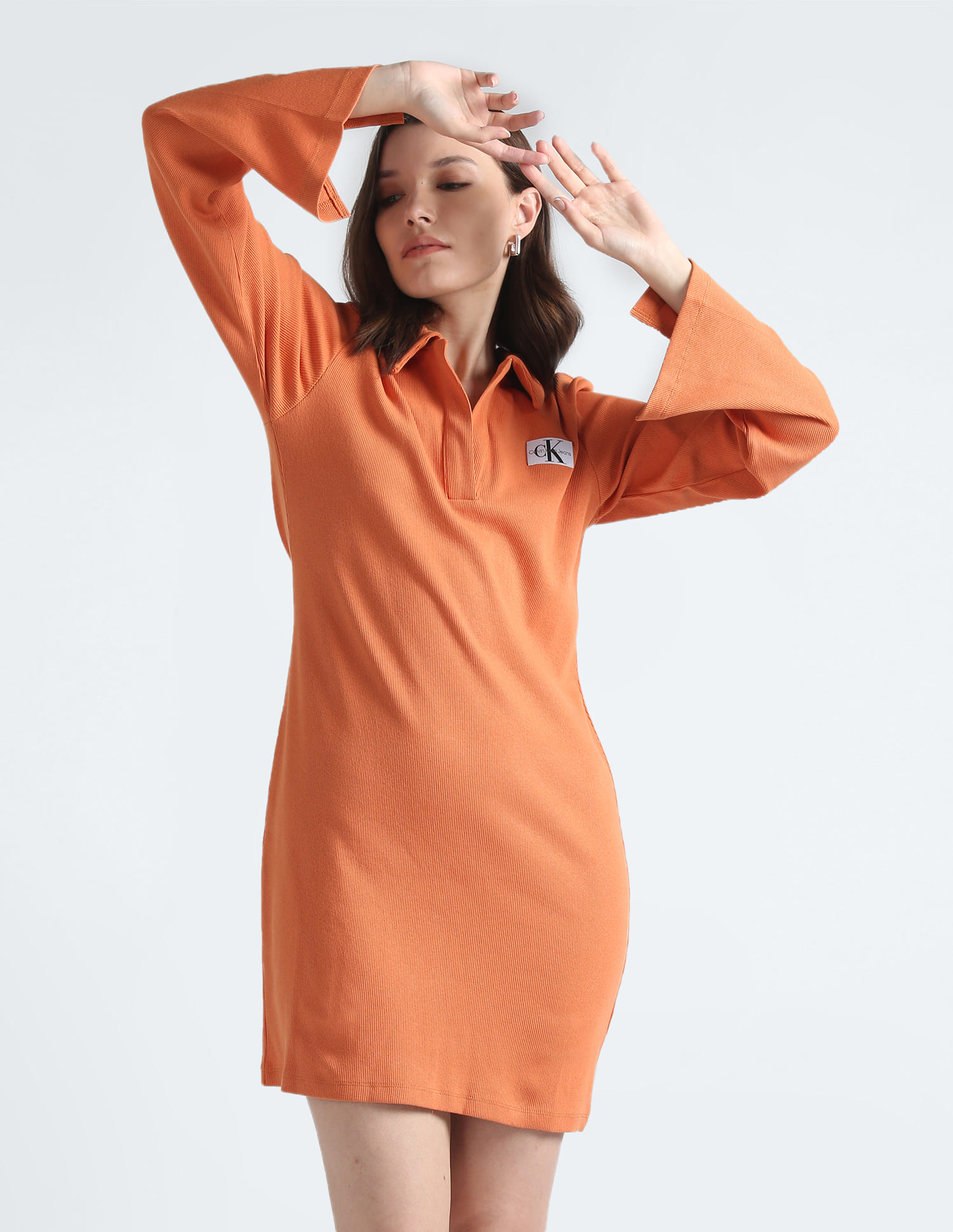 strapless open back dress Soft Rib Ruched Collar Dress – udelny.com