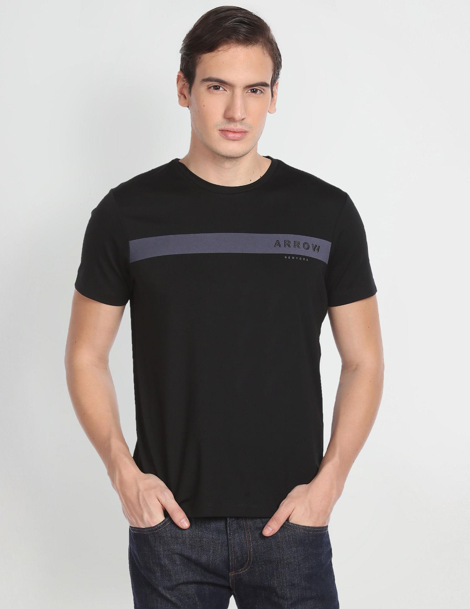 Arrow Newyork Engineered Stripe Logo Premium T-Shirt
