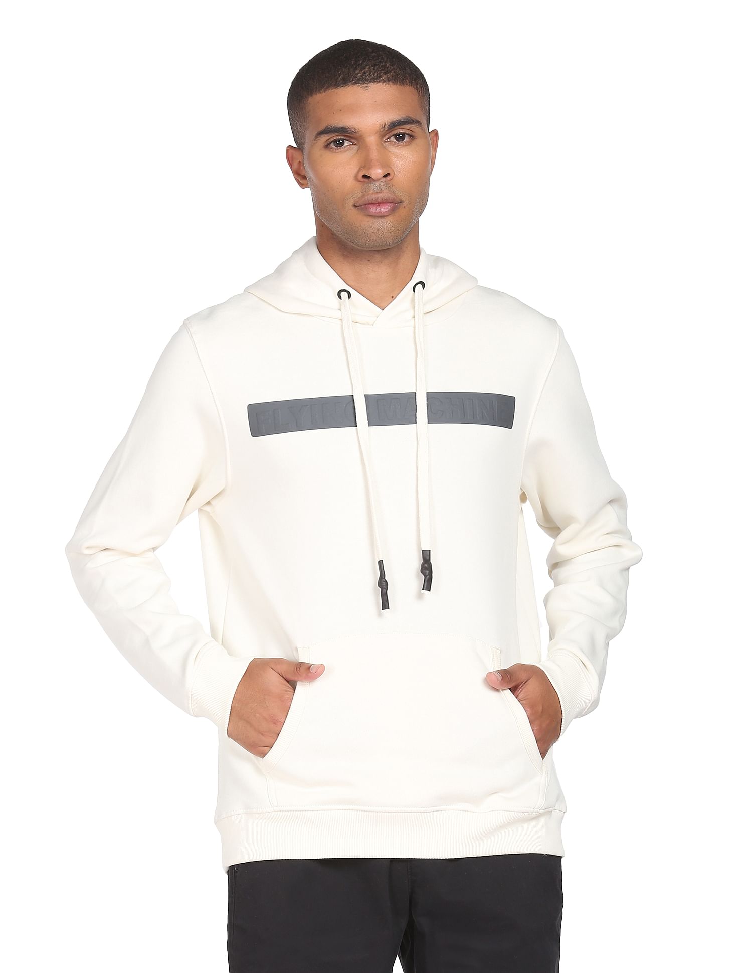 Flying Machine Embossed Logo Hooded Sweatshirt