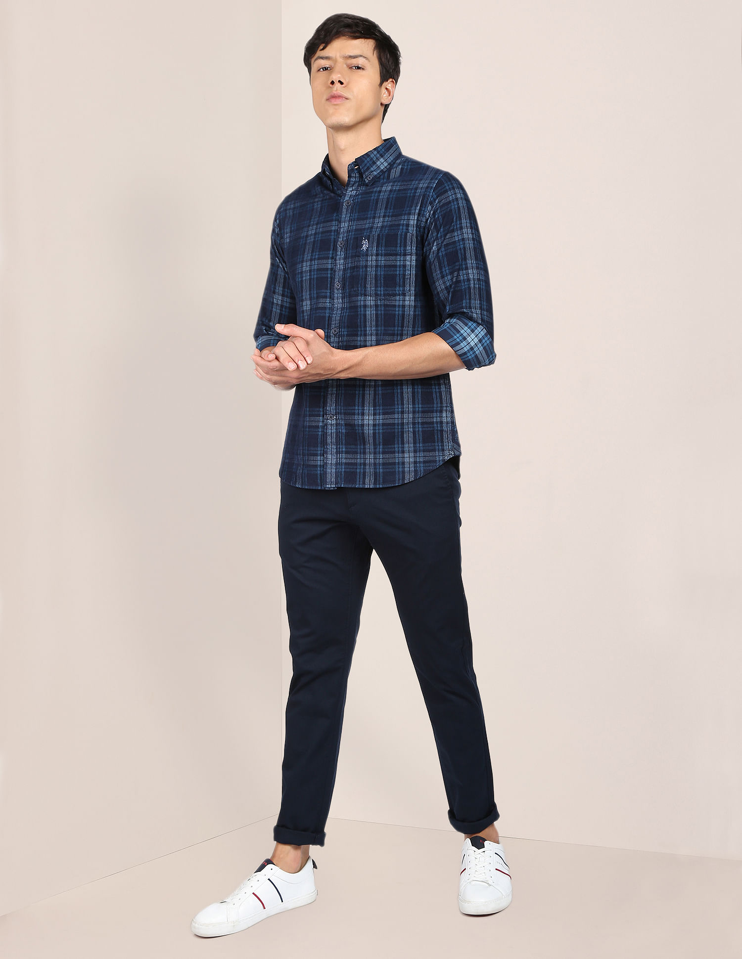 U.S. Polo Assn. Solid Austin Trim Fit Casual Trousers