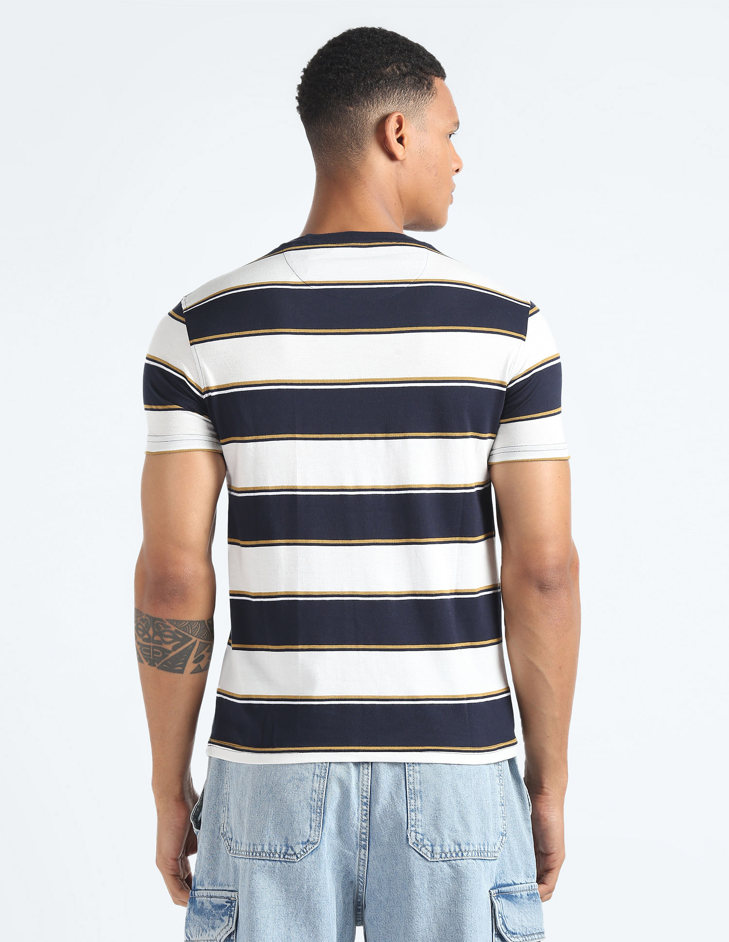 Flying Machine Horizontal Stripe Crew Neck T-Shirt