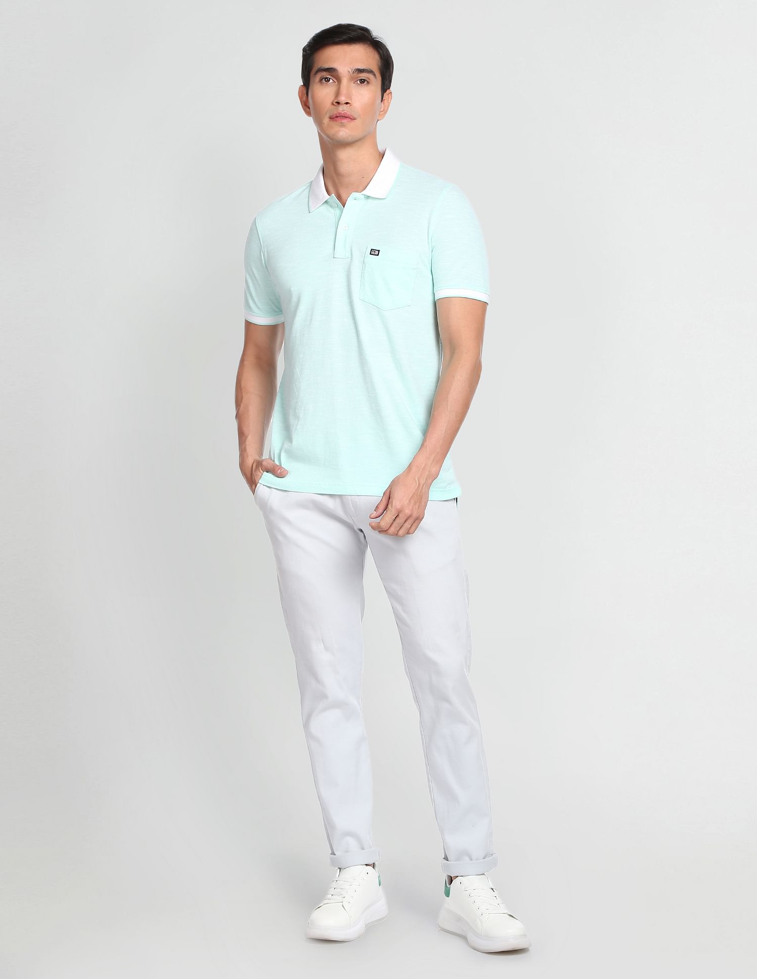 Arrow Sports Heathered Compact Cotton Polo Shirt