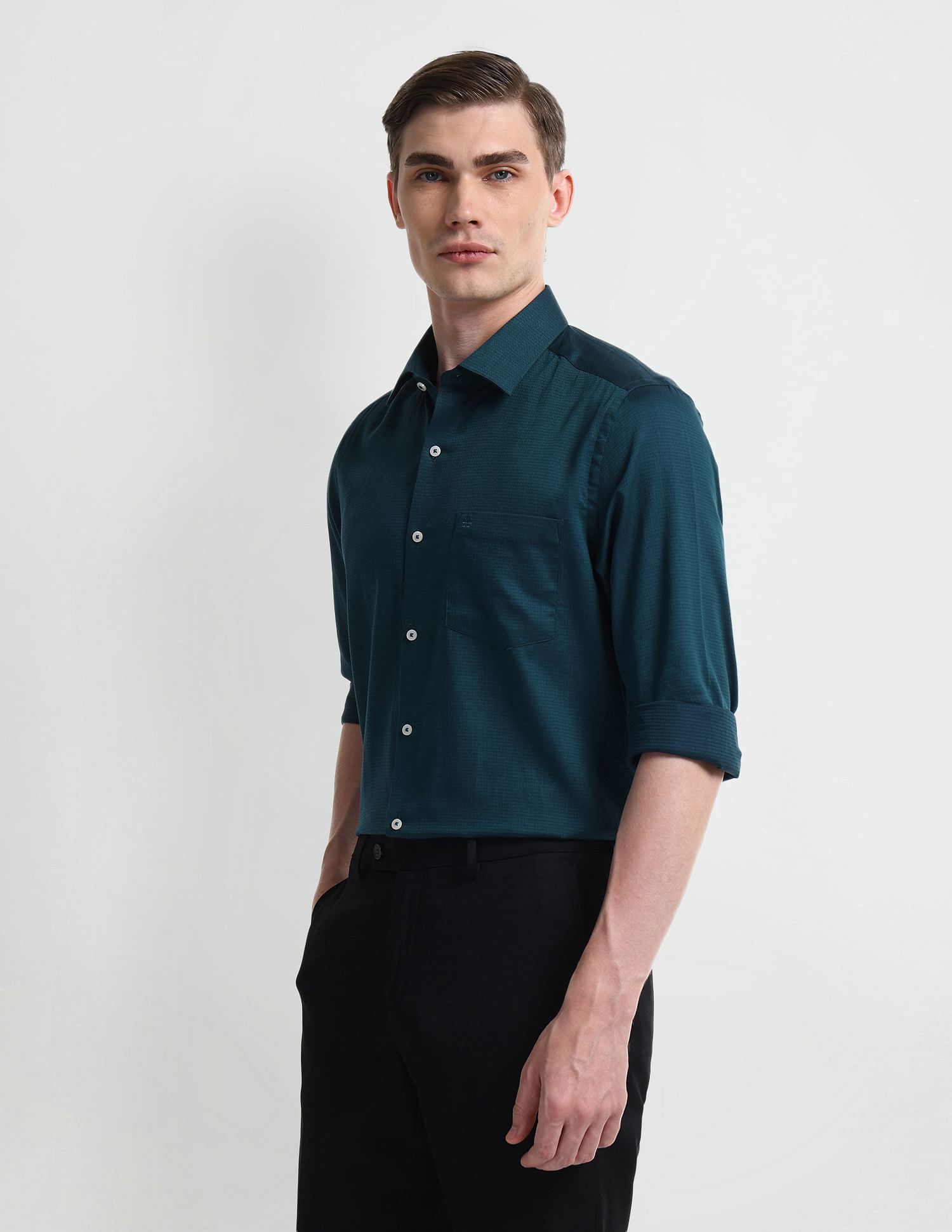 Arrow Long Sleeve Slim Fit Dobby Shirt