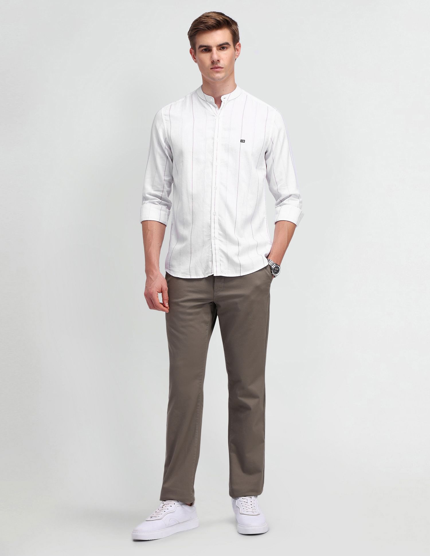 Arrow Sport Vertical Striped Slim Fit Shirt