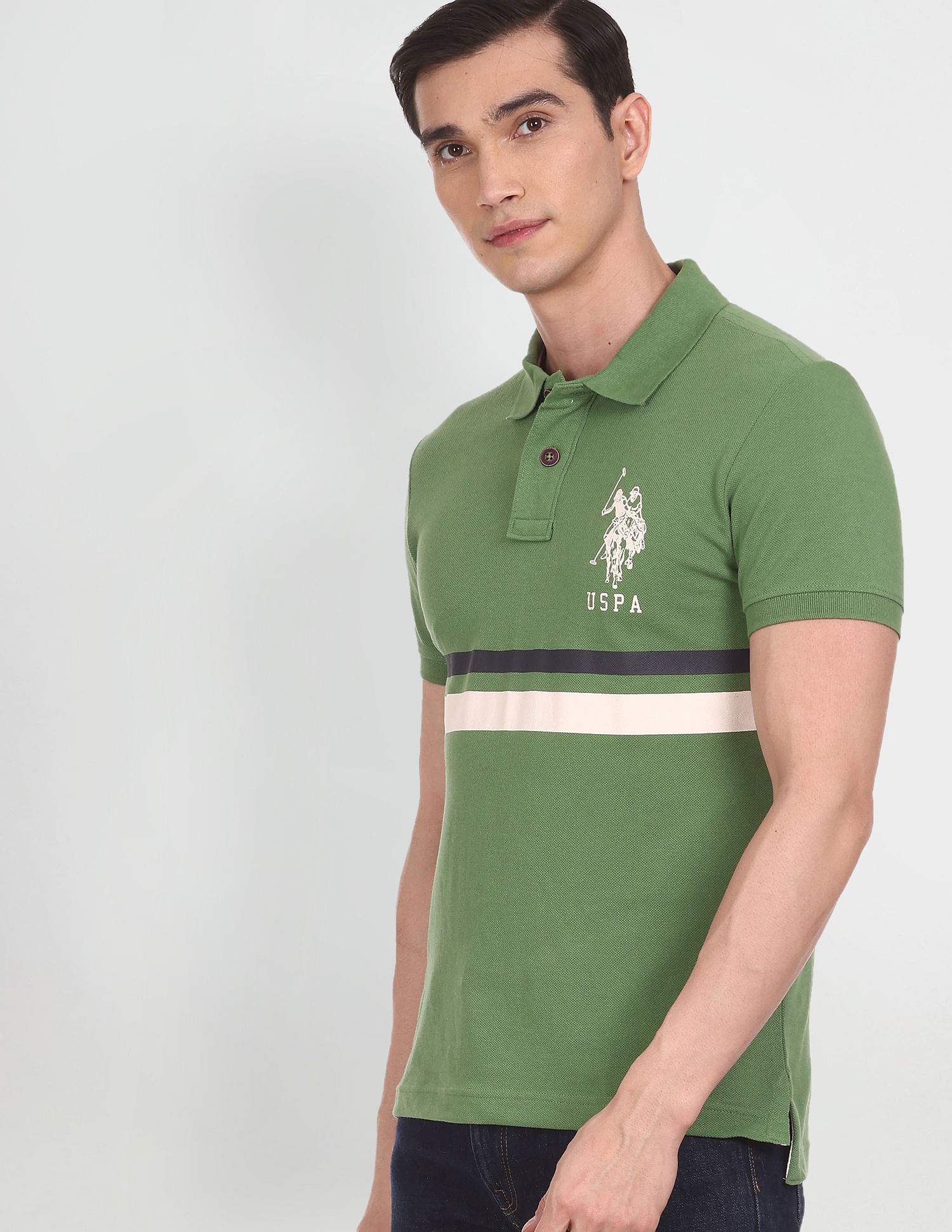 U.S. Polo Assn. Denim Co. Contrast Stripe Pique Polo Shirt
