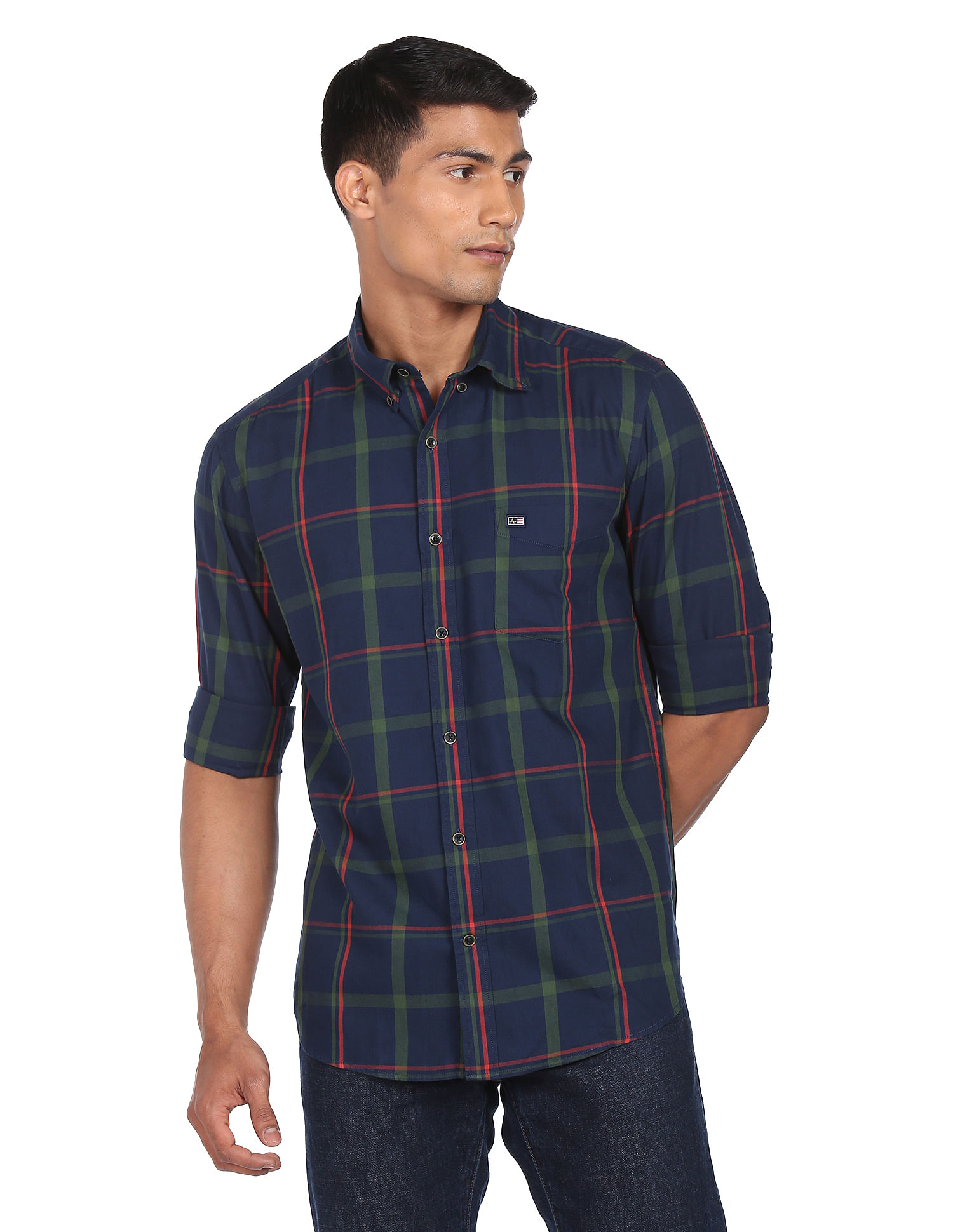 Arrow Sports Plaid Check Manhattan Slim Fit Shirt