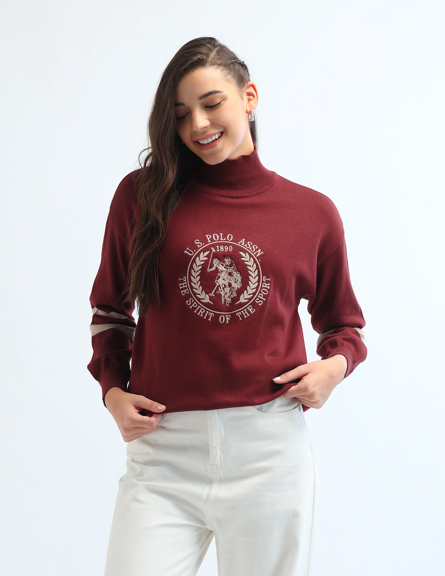 Buy Polo Women Crest Logo High Neck Sweater