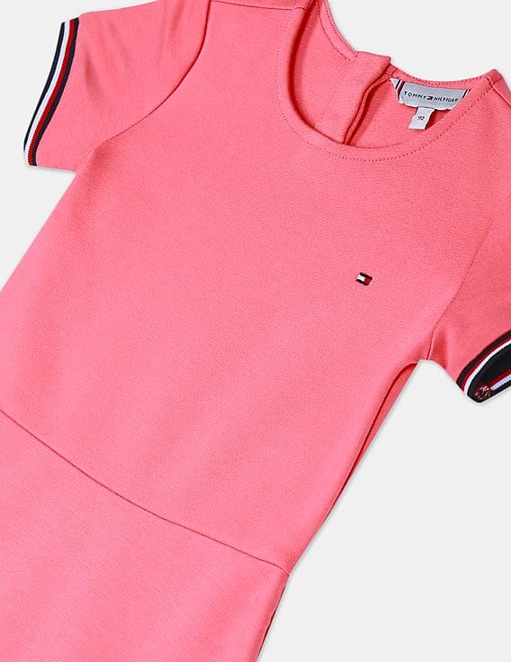 Buy Tommy Hilfiger Kids Girls Pink Essential Solid Skater Dress