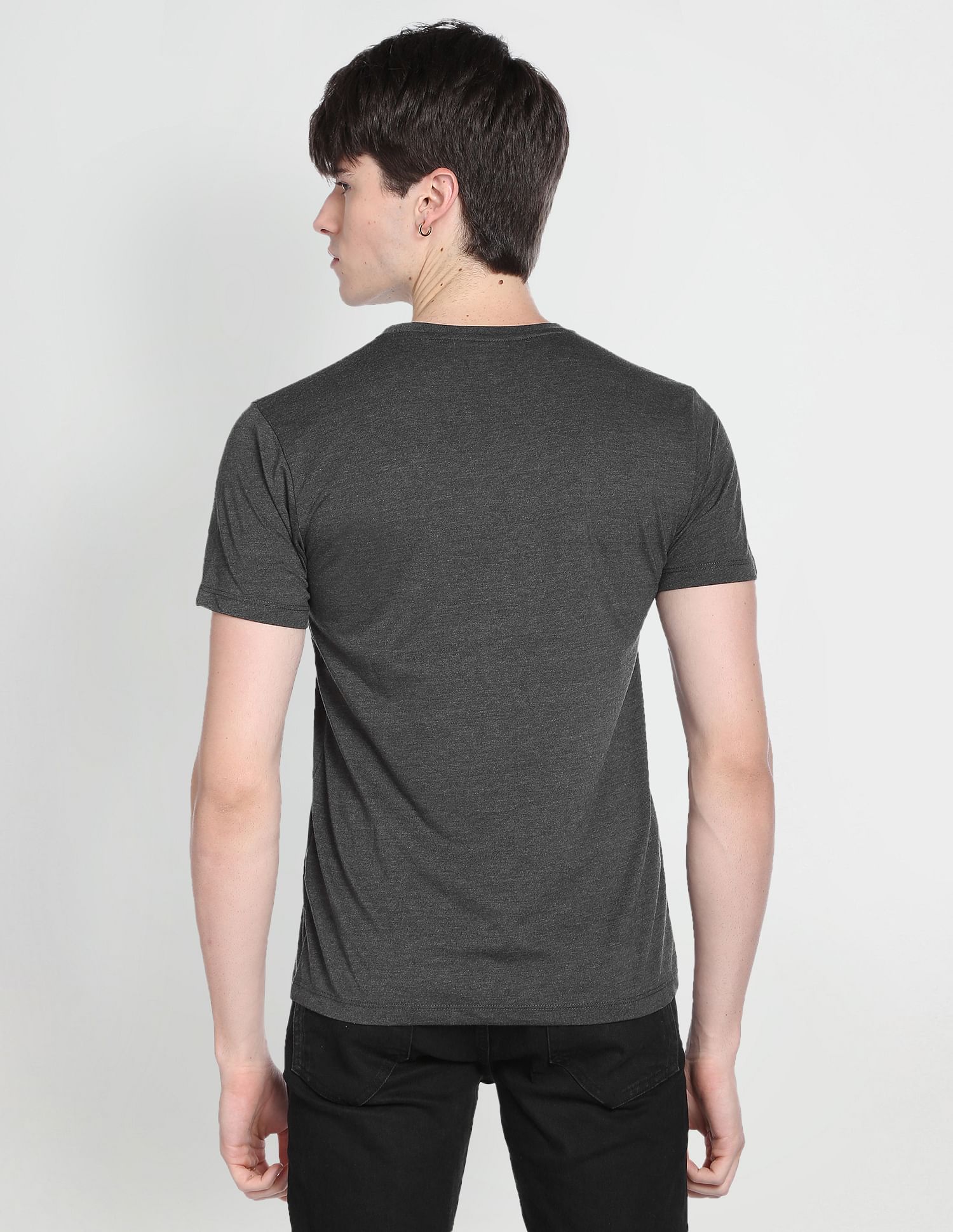 Flying Machine Cotton Solid T-Shirt