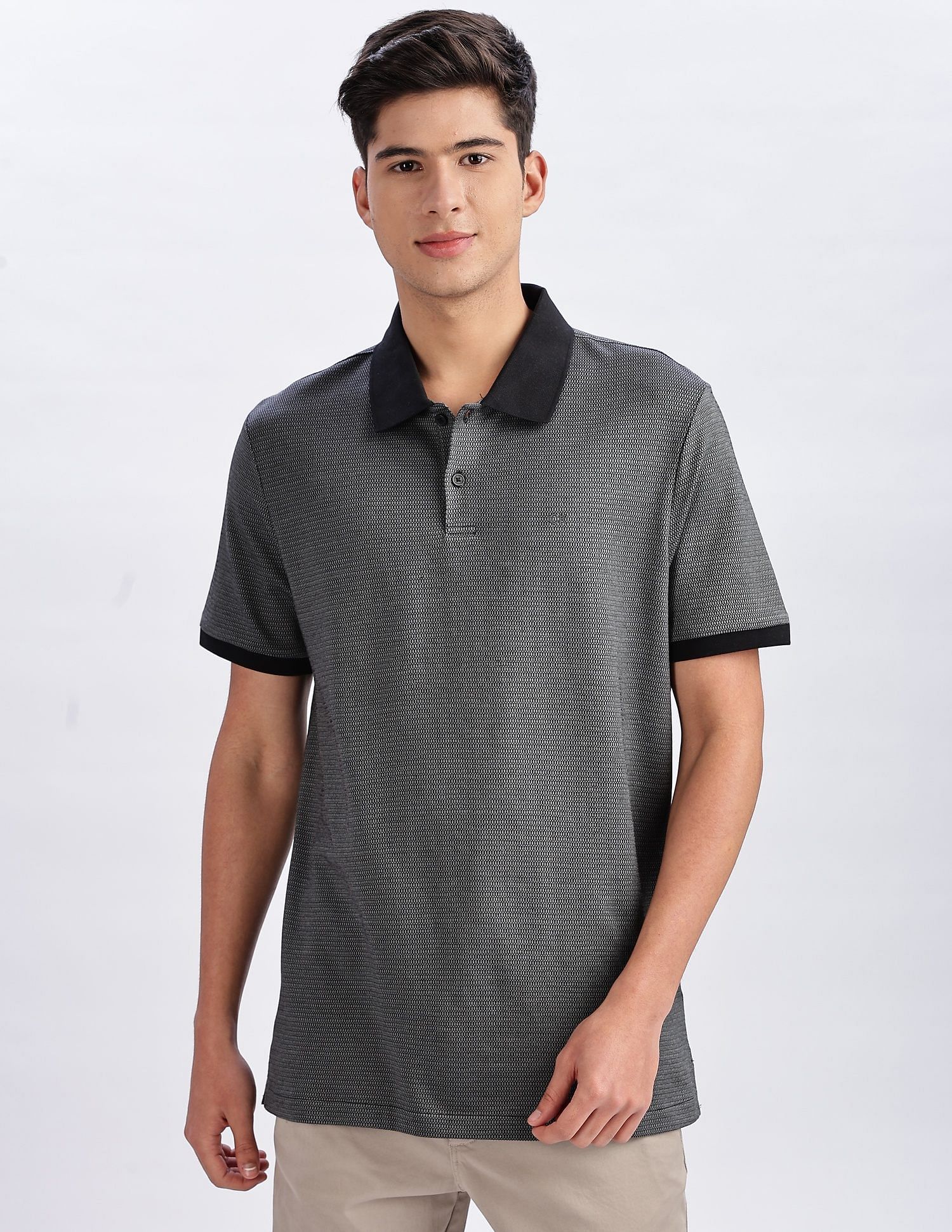 Calvin Klein Jeans Regular-Fit Geometric Cotton Polo Shirt