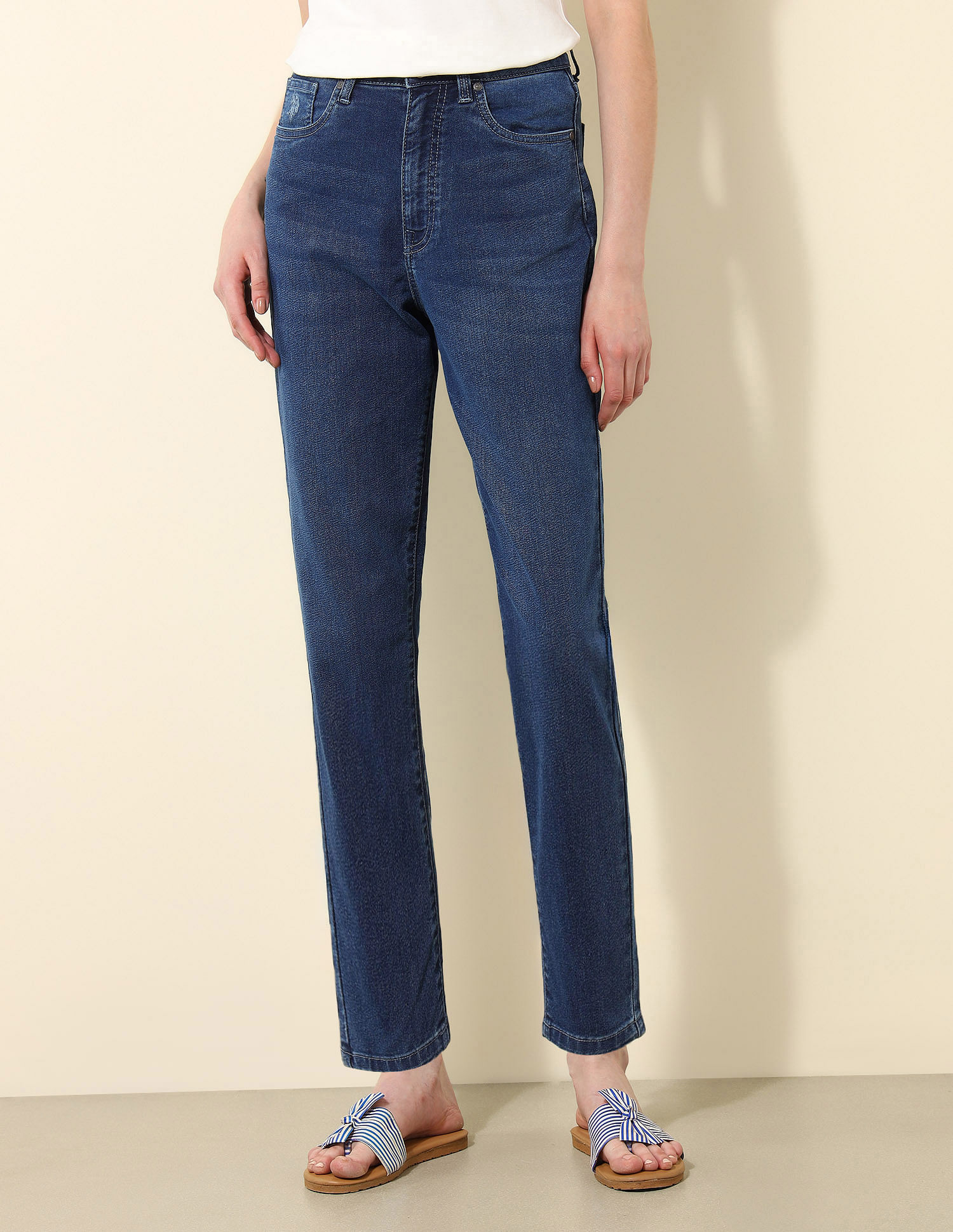 U.S. Polo Assn. Women High Rise Mom Fit Jeans