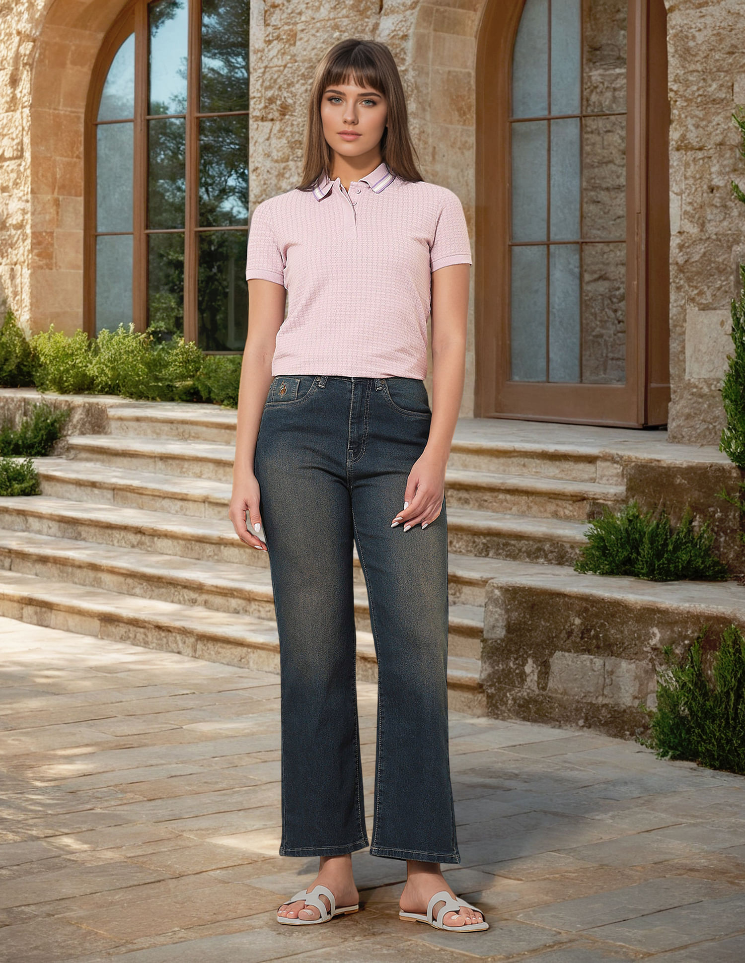 U.S. Polo Assn. Women High Rise Straight Fit Jeans