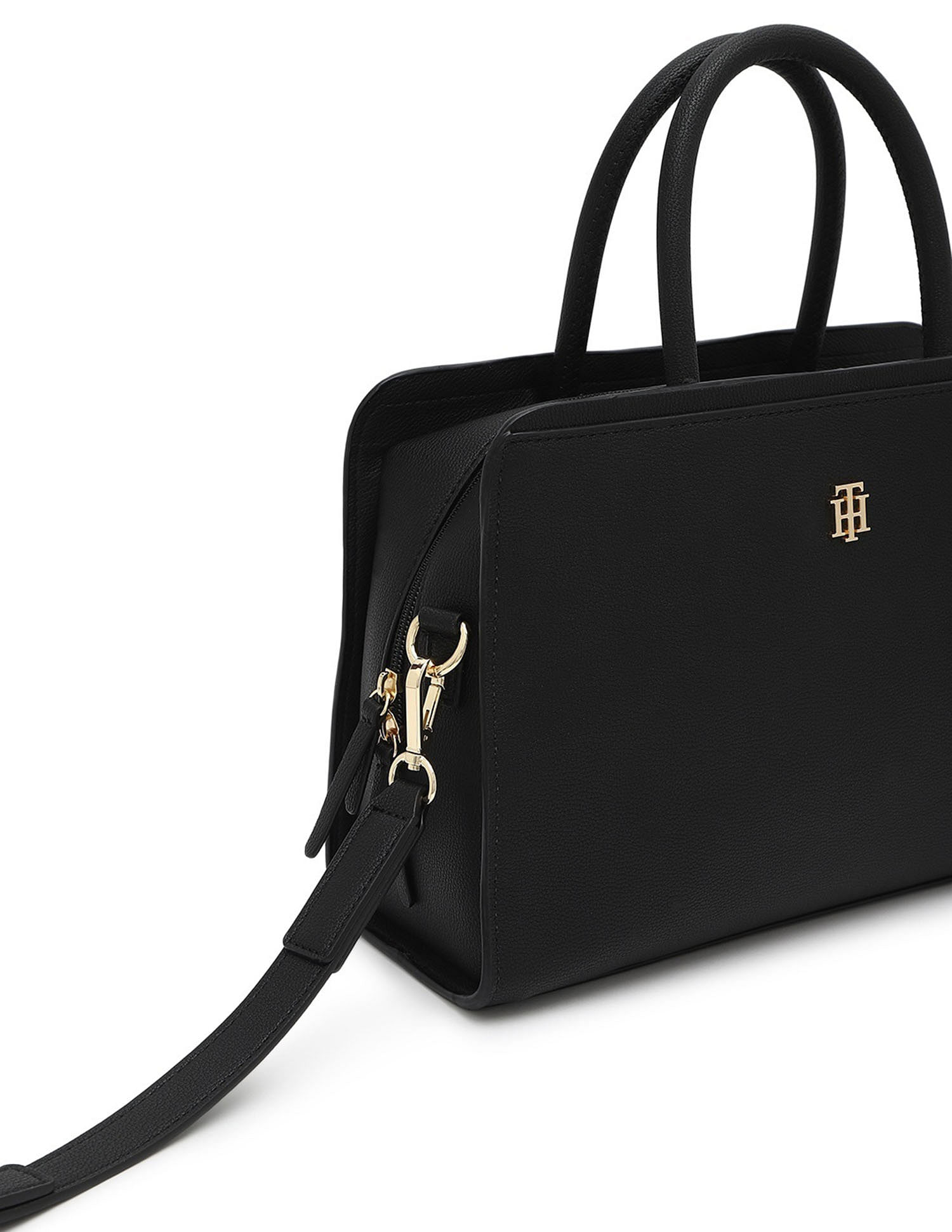 Tommy Hilfiger Solid Black PU Hand Bag