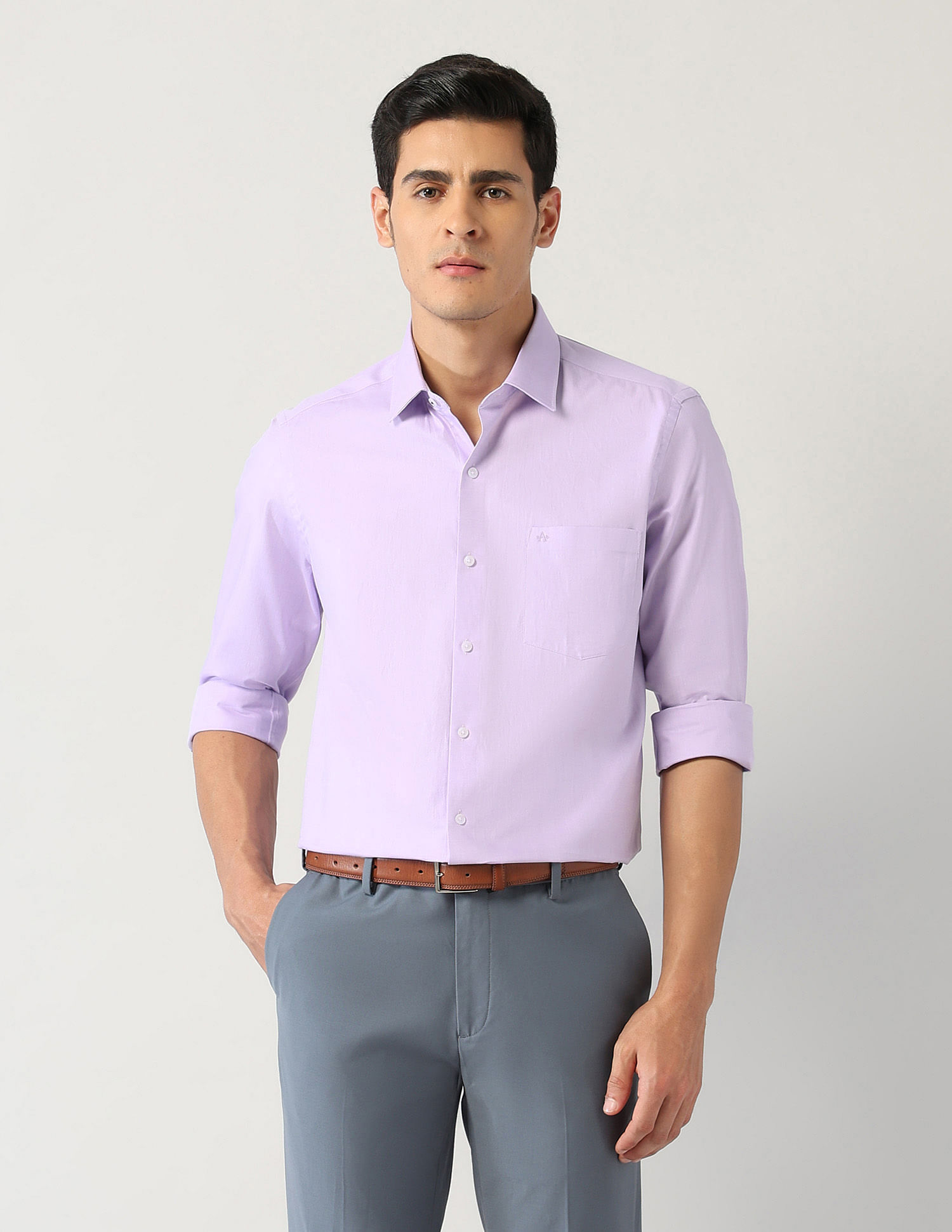 Arrow Manhattan Slim Fit Textured Twill Shirt