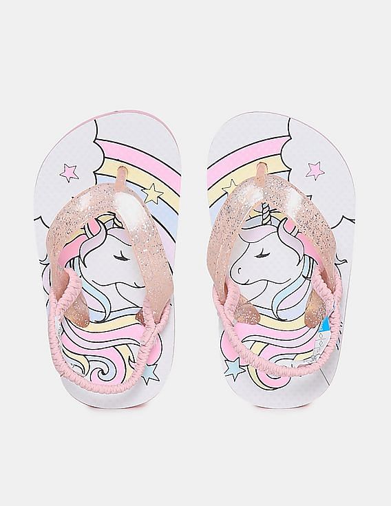 Buy The Children s Place Girls Pink And White V Strap Unicorn Print