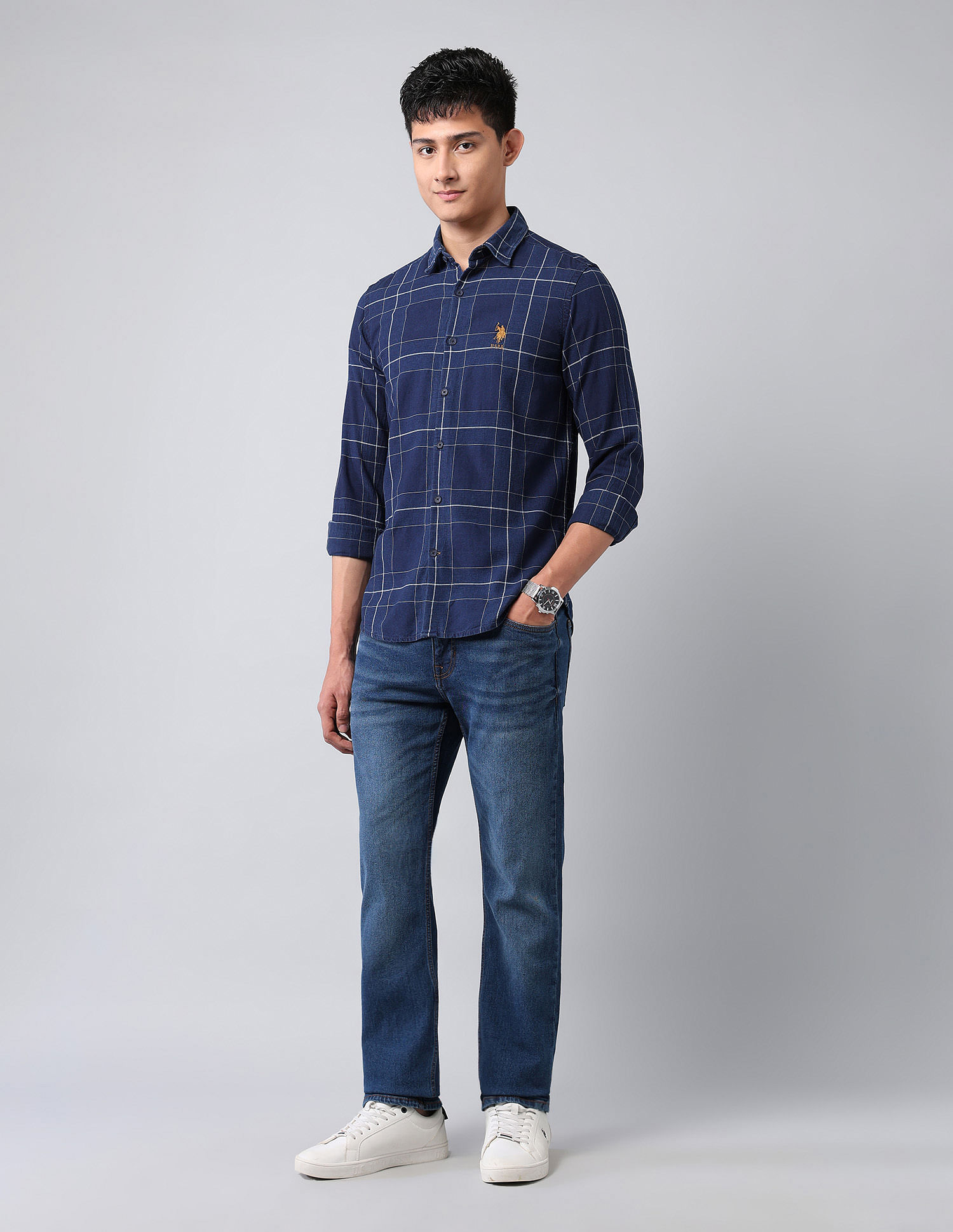 U.S. Polo Assn. Denim Co. Grid Tattersall Checked Dobby Shirt