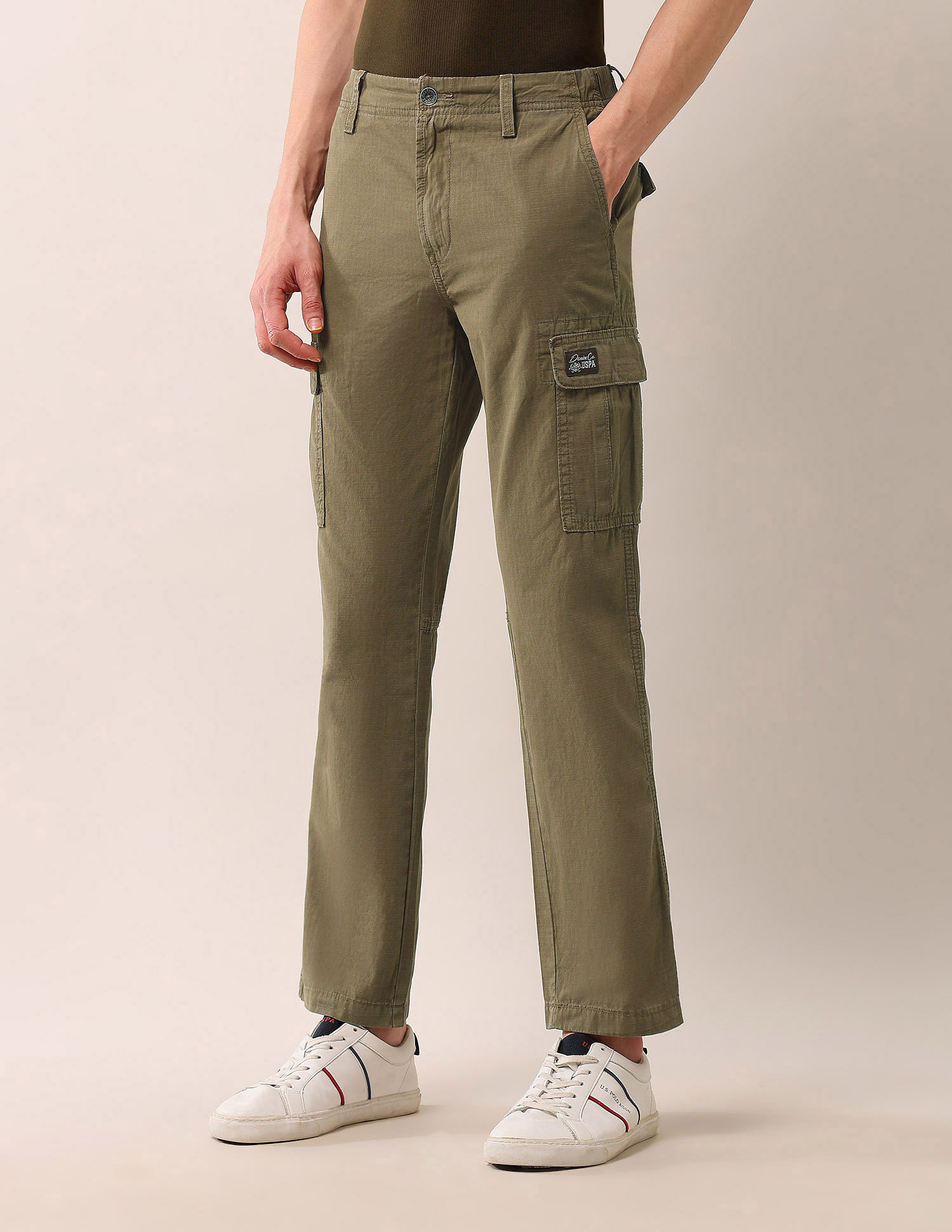 U.S. Polo Assn. Denim Co. Mid Rise Straight Fit Textured Cargos