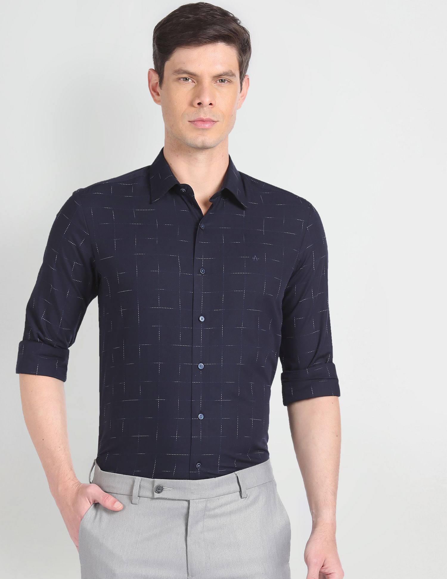 Arrow Newyork Windowpane Check Twill Shirt